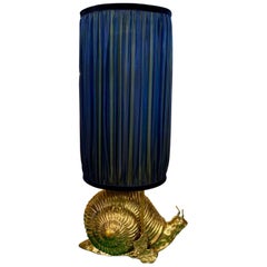 Vintage Italian Brass Snail Table Lamp with our Handcrafted Lampshade, 1970s