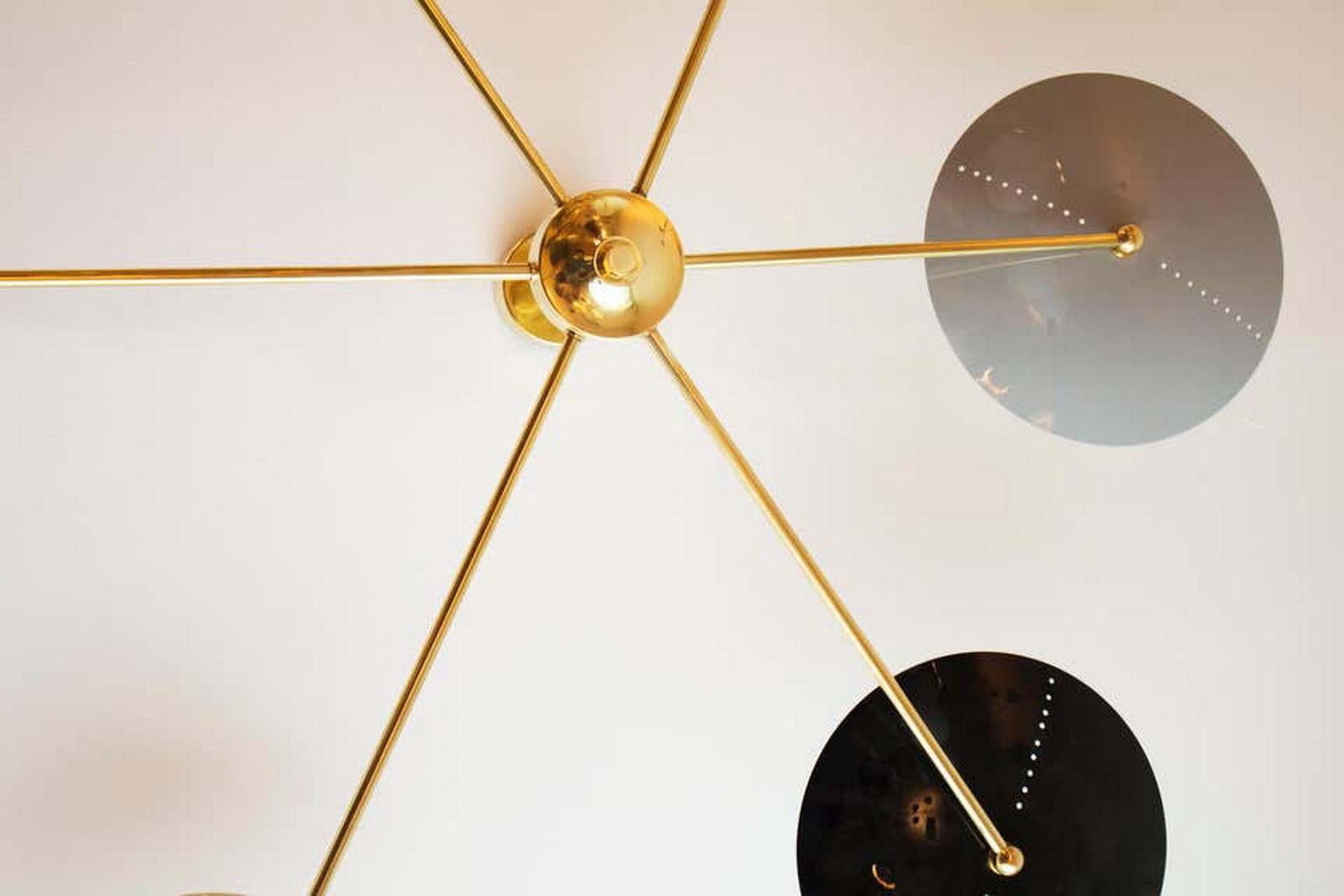Italian Brass Spider Ceiling or Wall Light in Mid-Century Style For Sale 3