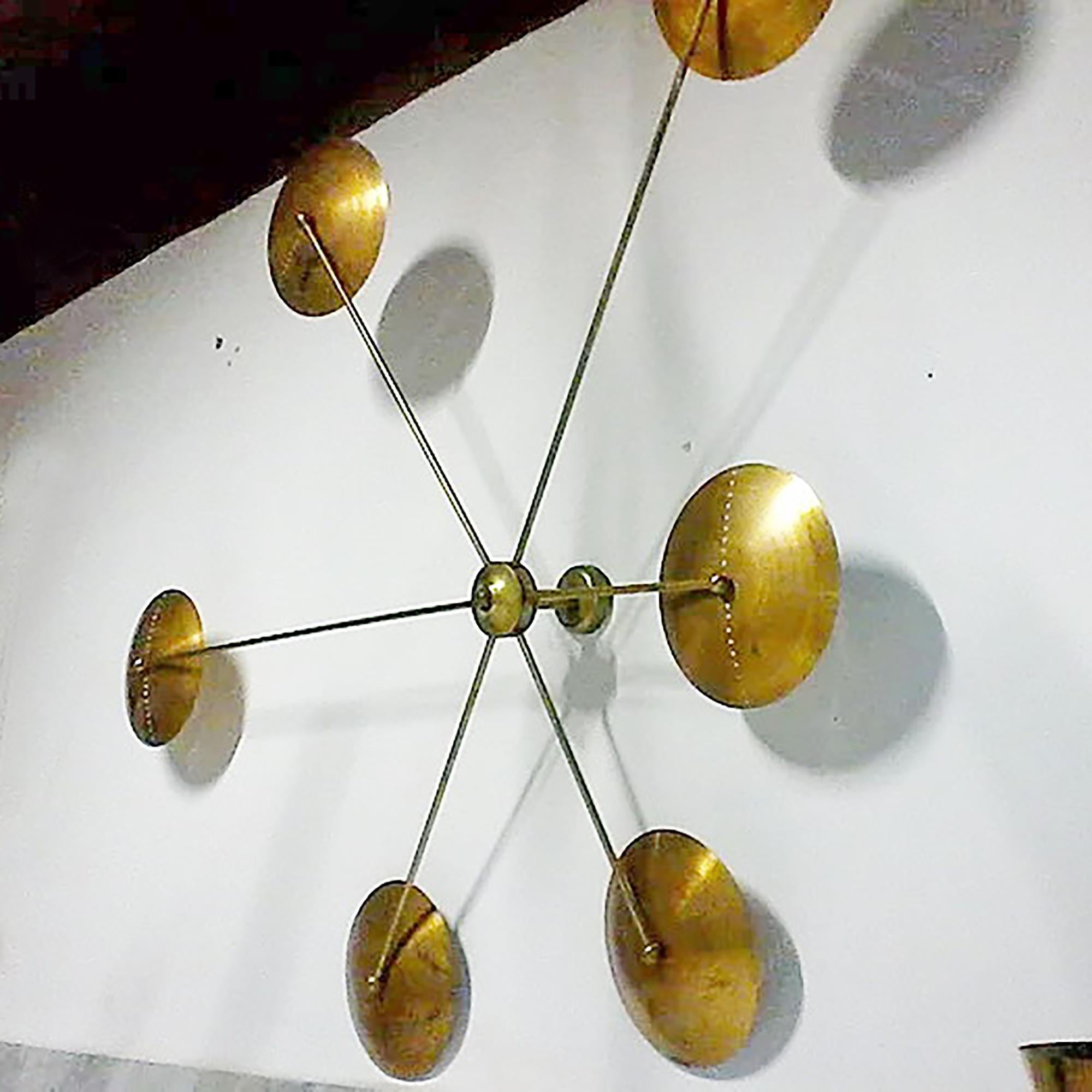 Italian Brass Spider Ceiling or Wall Light in Midcentury Style For Sale 4