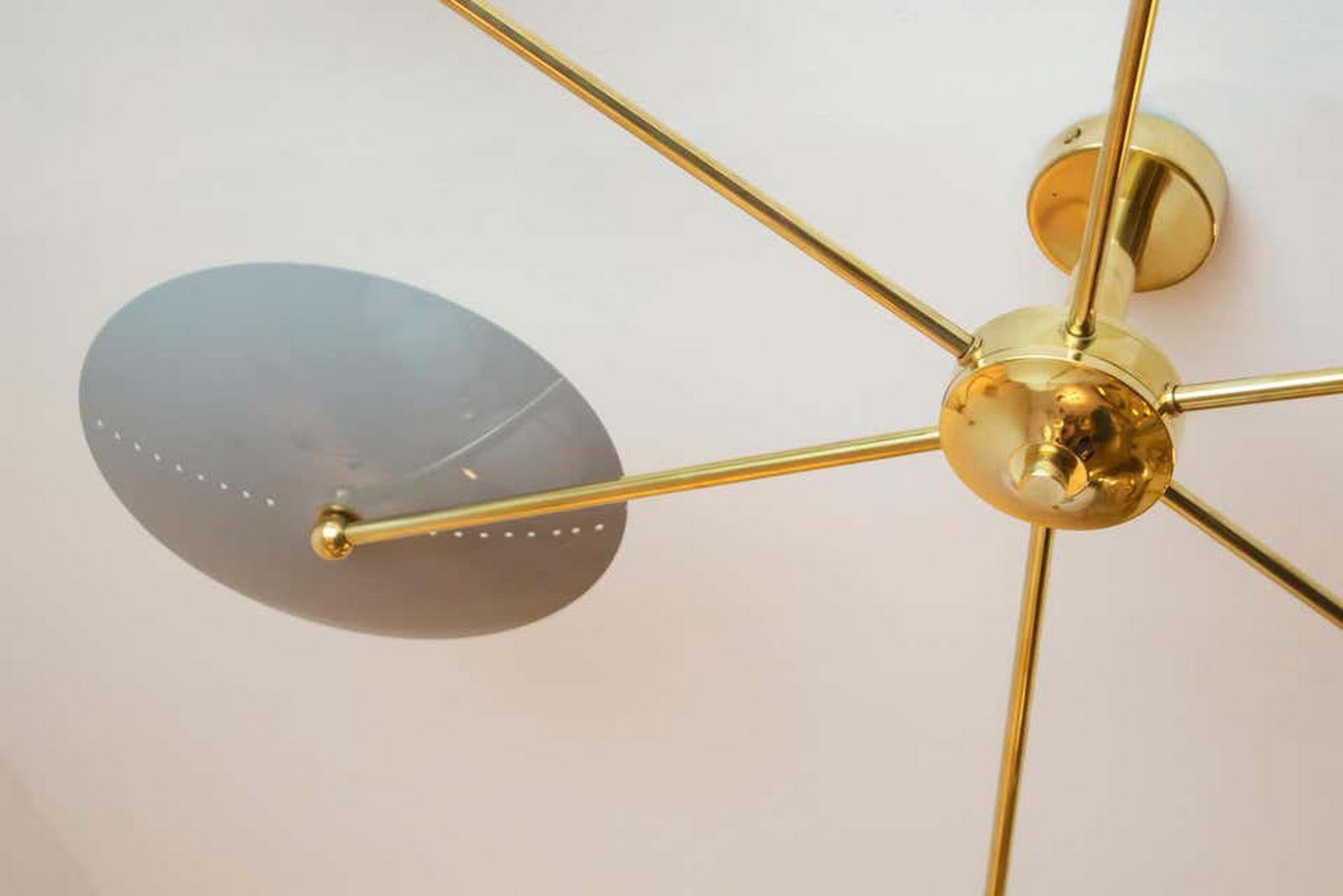 Italian Brass Spider Ceiling or Wall Light in Mid-Century Style For Sale 4