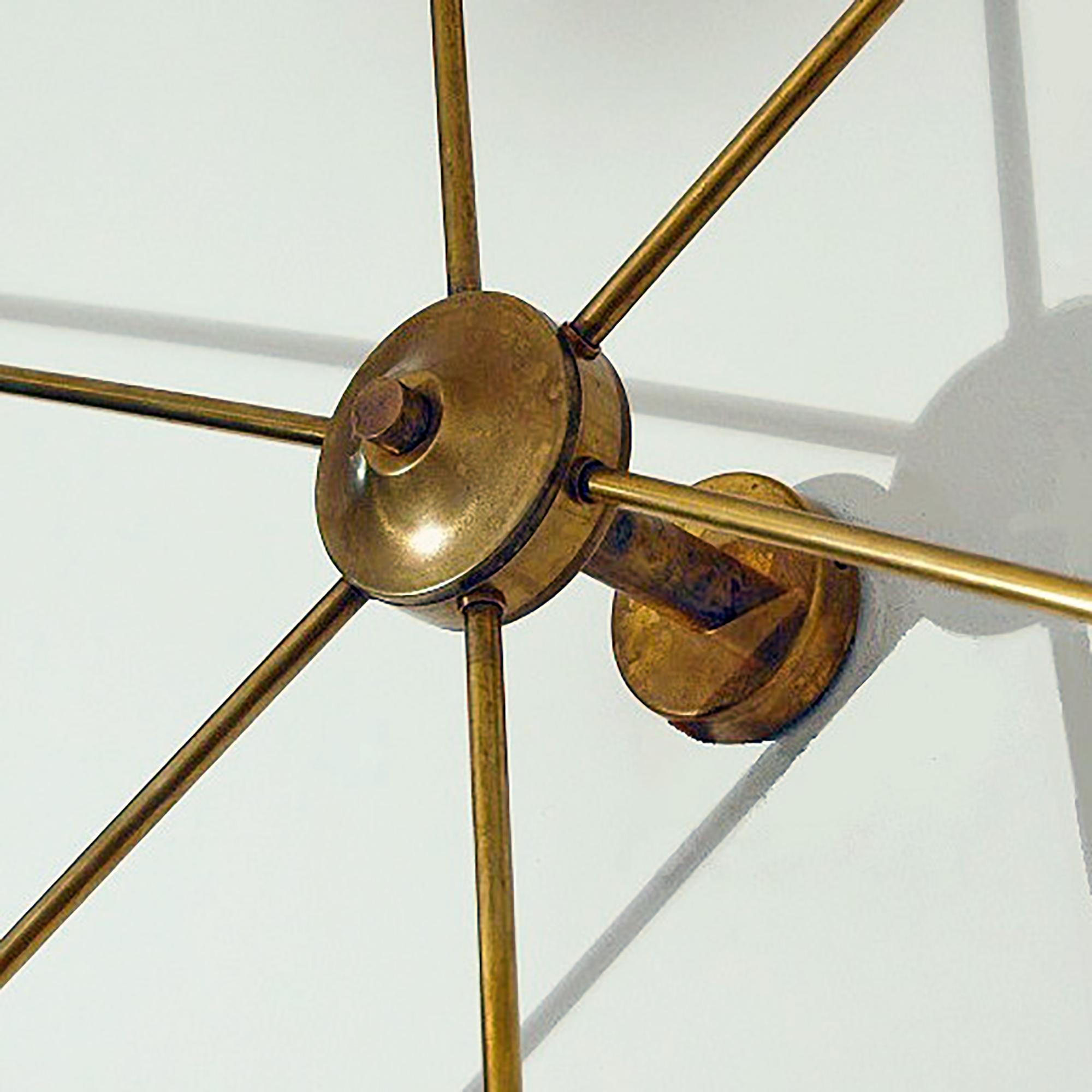 Italian Brass Spider Ceiling or Wall Light in Midcentury Style For Sale 5