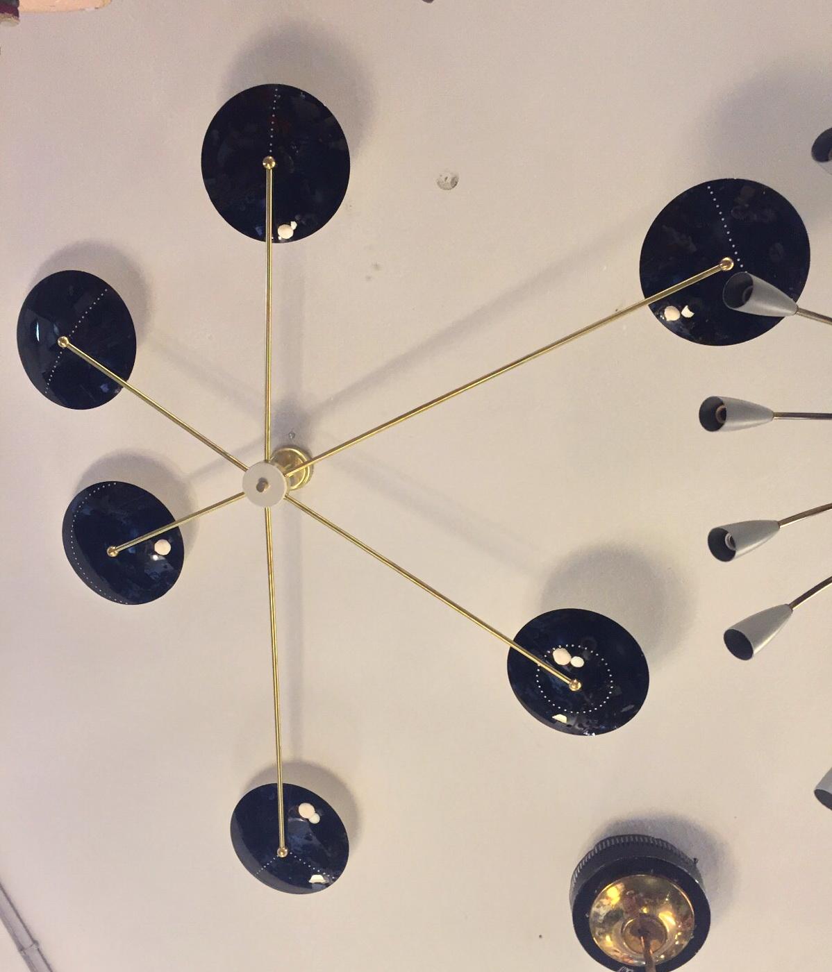 Italian Brass Spider Ceiling or Wall Light in Mid-Century Style For Sale 6