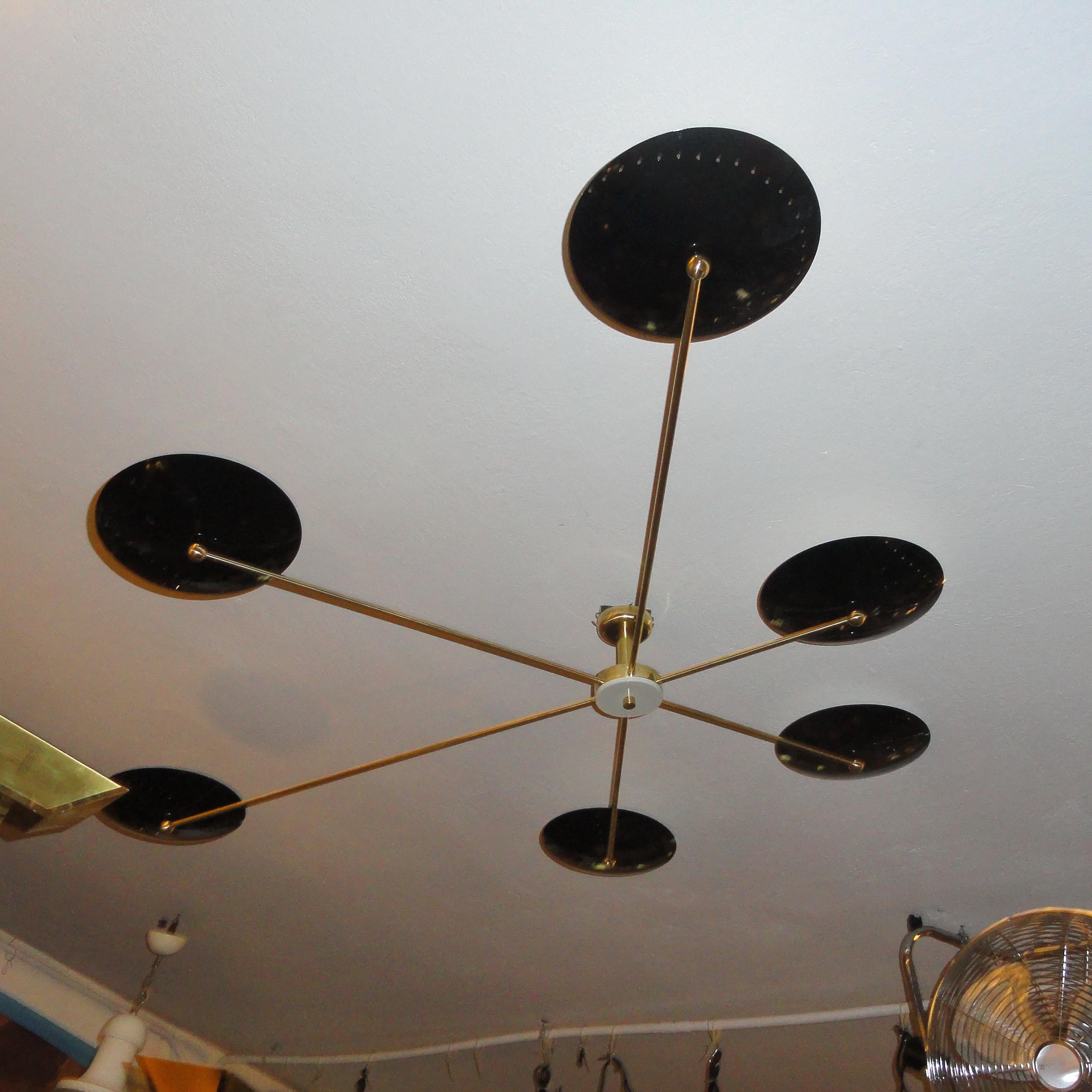 Italian Brass Spider Ceiling or Wall Light in Mid-Century Style For Sale 7