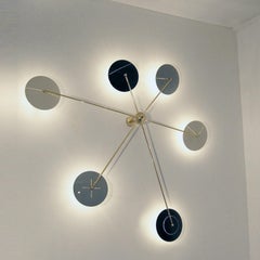 Italian Brass Spider Ceiling or Wall Light in Mid-Century Style