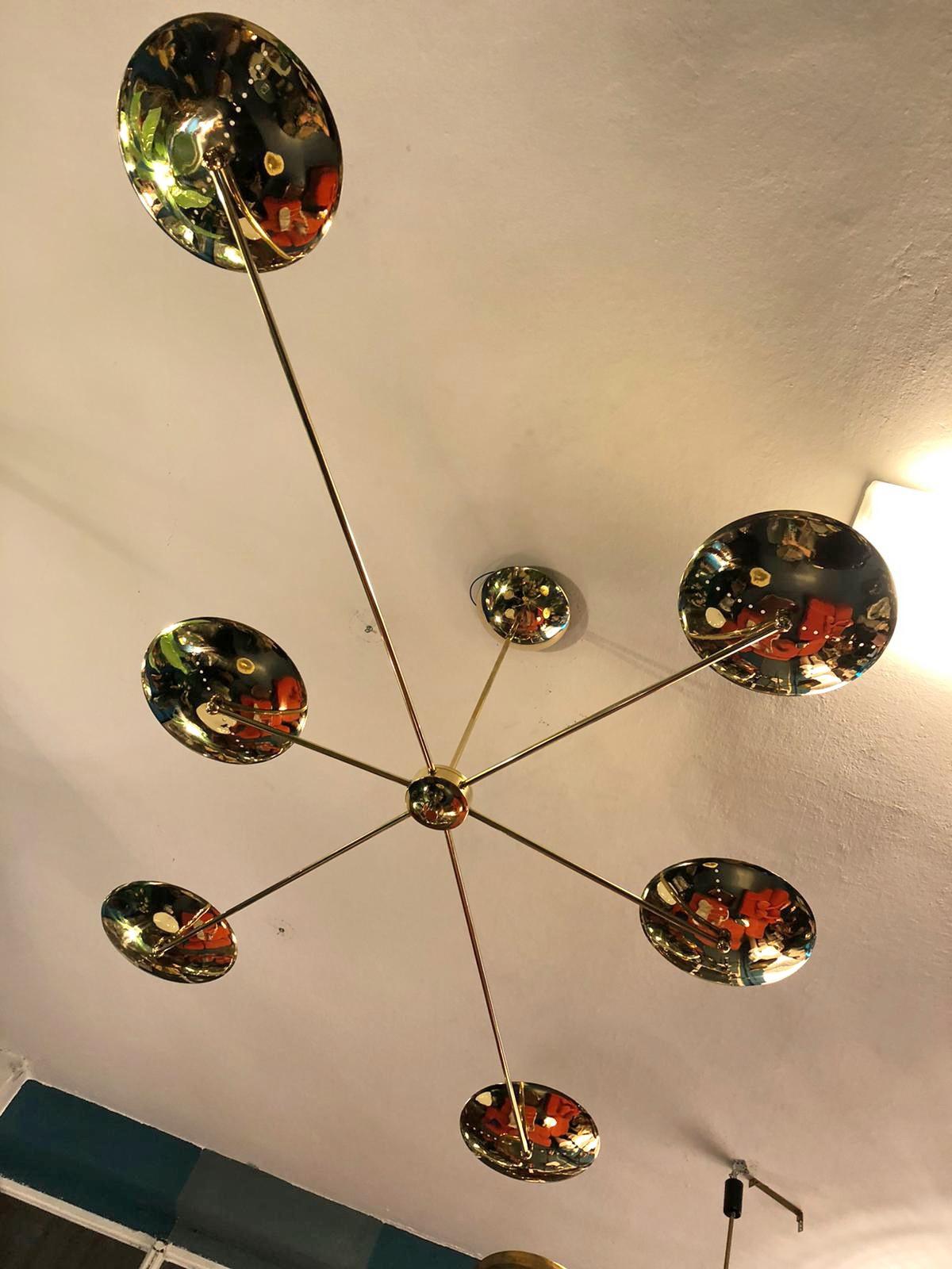 Mid-Century Modern Italian Brass Spider Ceiling or Wall Light in Midcentury Style For Sale