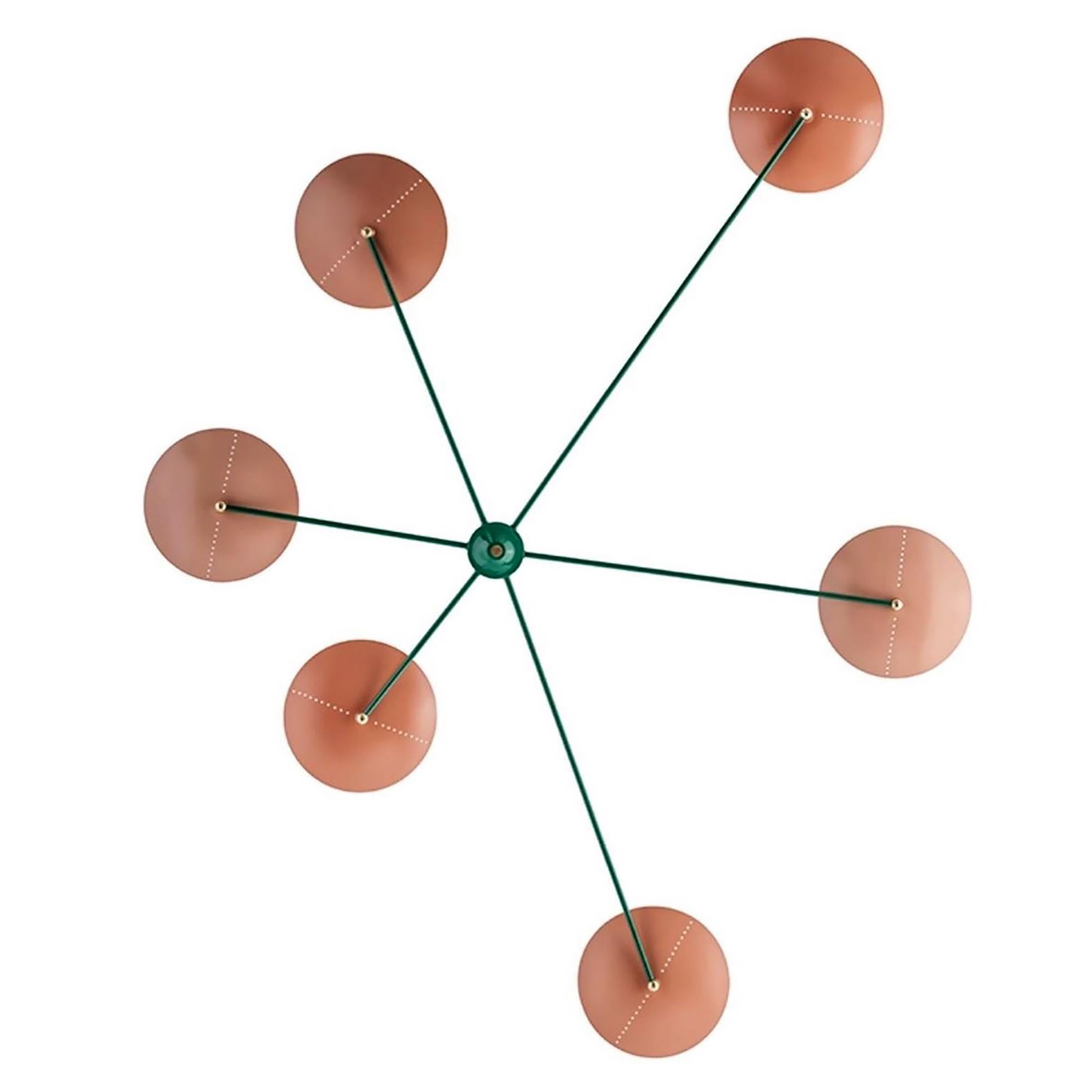 Lacquered Italian Brass Spider Ceiling or Wall Light in Mid-Century Style For Sale