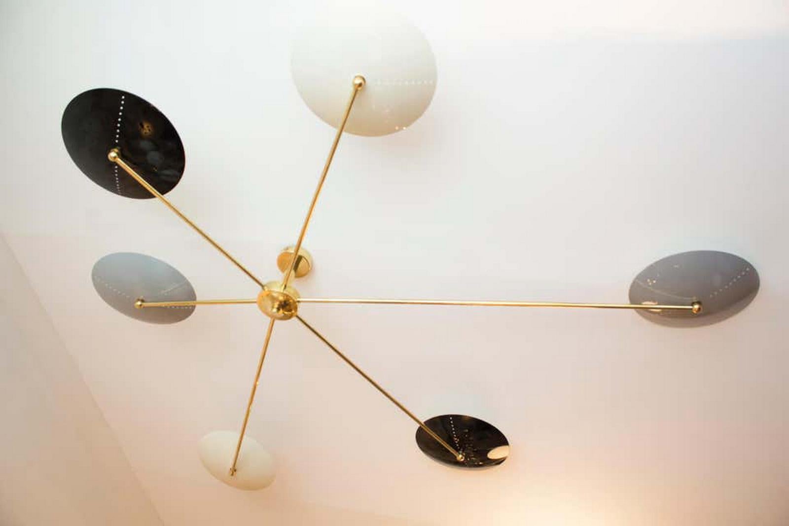 Contemporary Italian Brass Spider Ceiling or Wall Light in Mid-Century Style For Sale