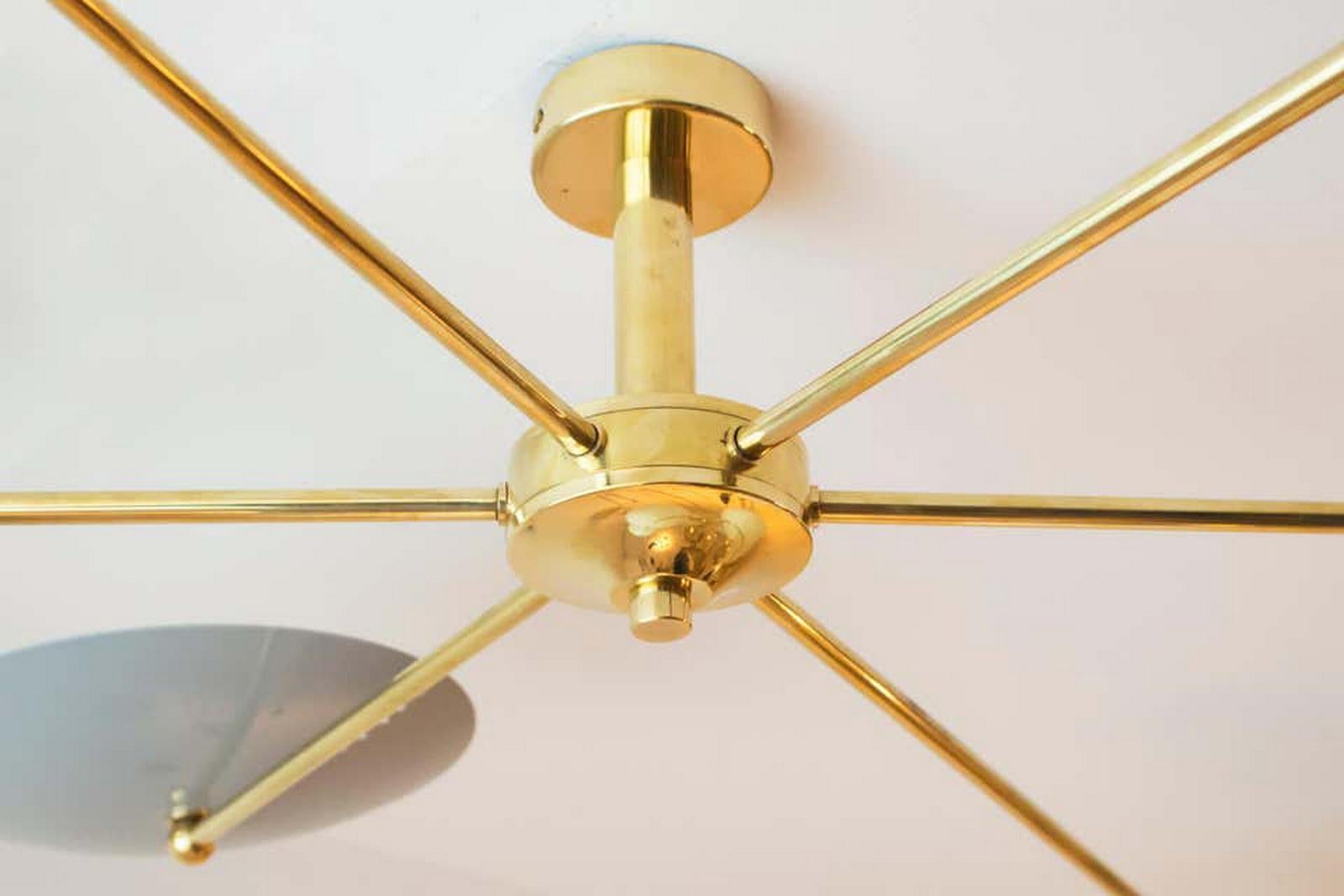 Metal Italian Brass Spider Ceiling or Wall Light in Mid-Century Style For Sale