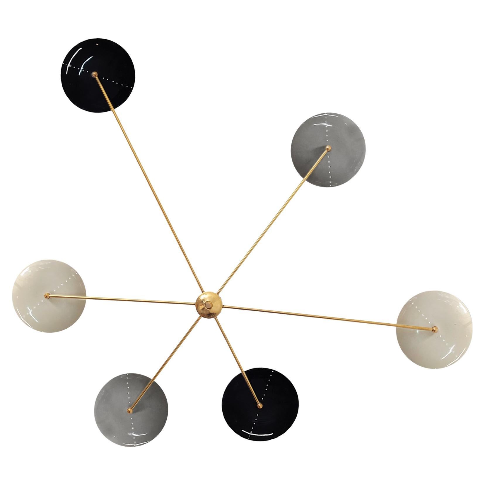 Italian Brass Spider Ceiling or Wall Light in Mid-Century Style For Sale