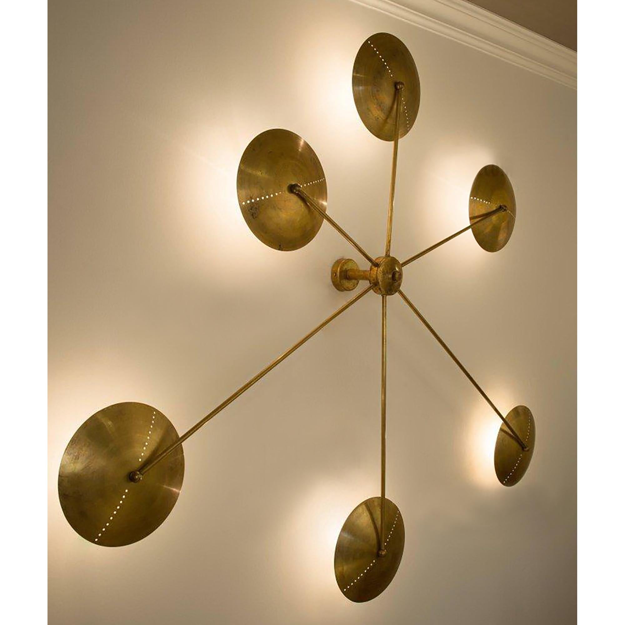 Lampada da soffitto o da parete Spider in ottone italiano in stile Midcentury in vendita 3