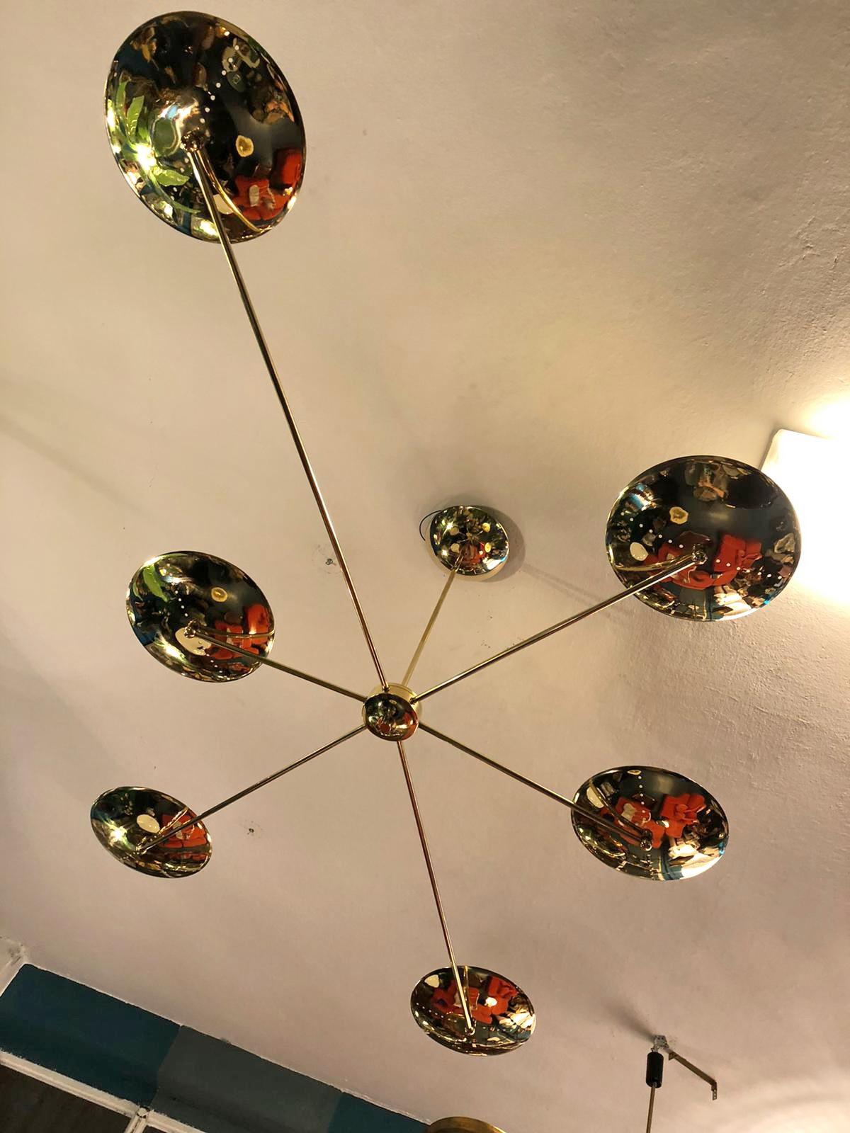 Mid-Century moderno Lampada da soffitto o da parete Spider in ottone italiano in stile Midcentury in vendita