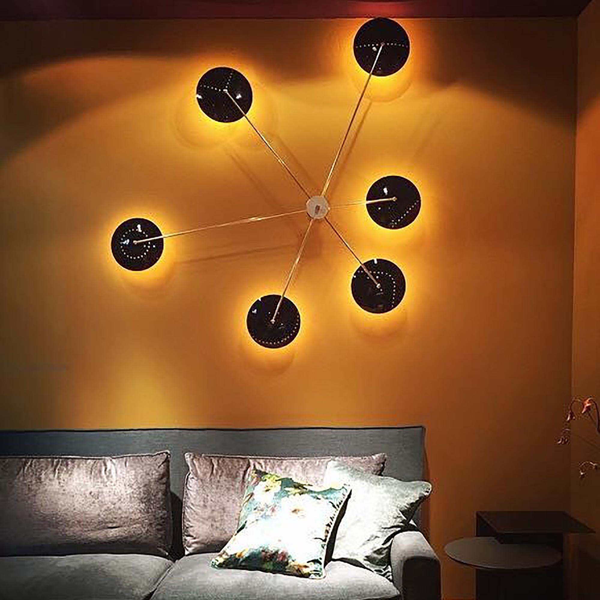 Lampada da soffitto o da parete Spider in ottone italiano in stile Midcentury in vendita 2