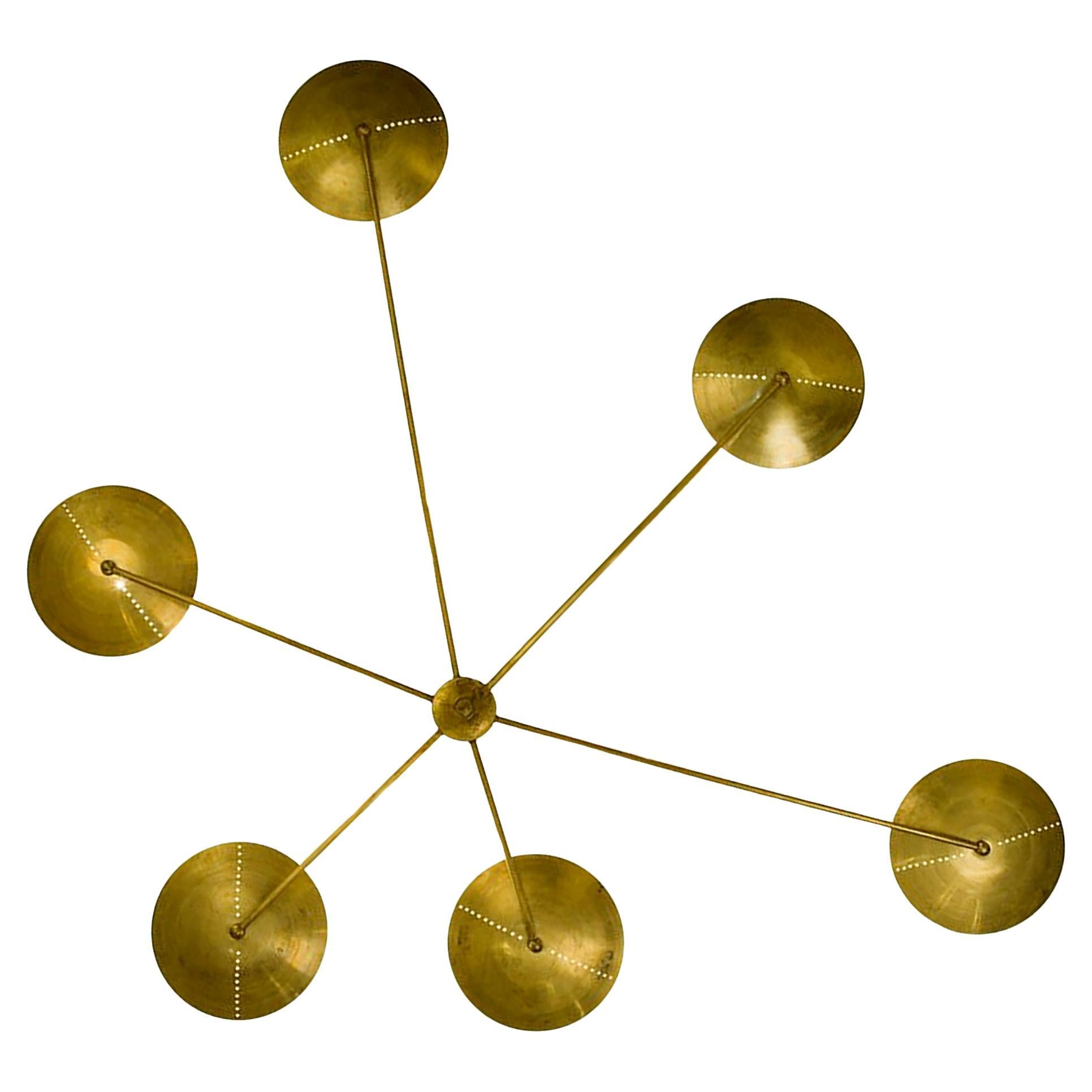 Lampada da soffitto o da parete Spider in ottone italiano in stile Midcentury in vendita