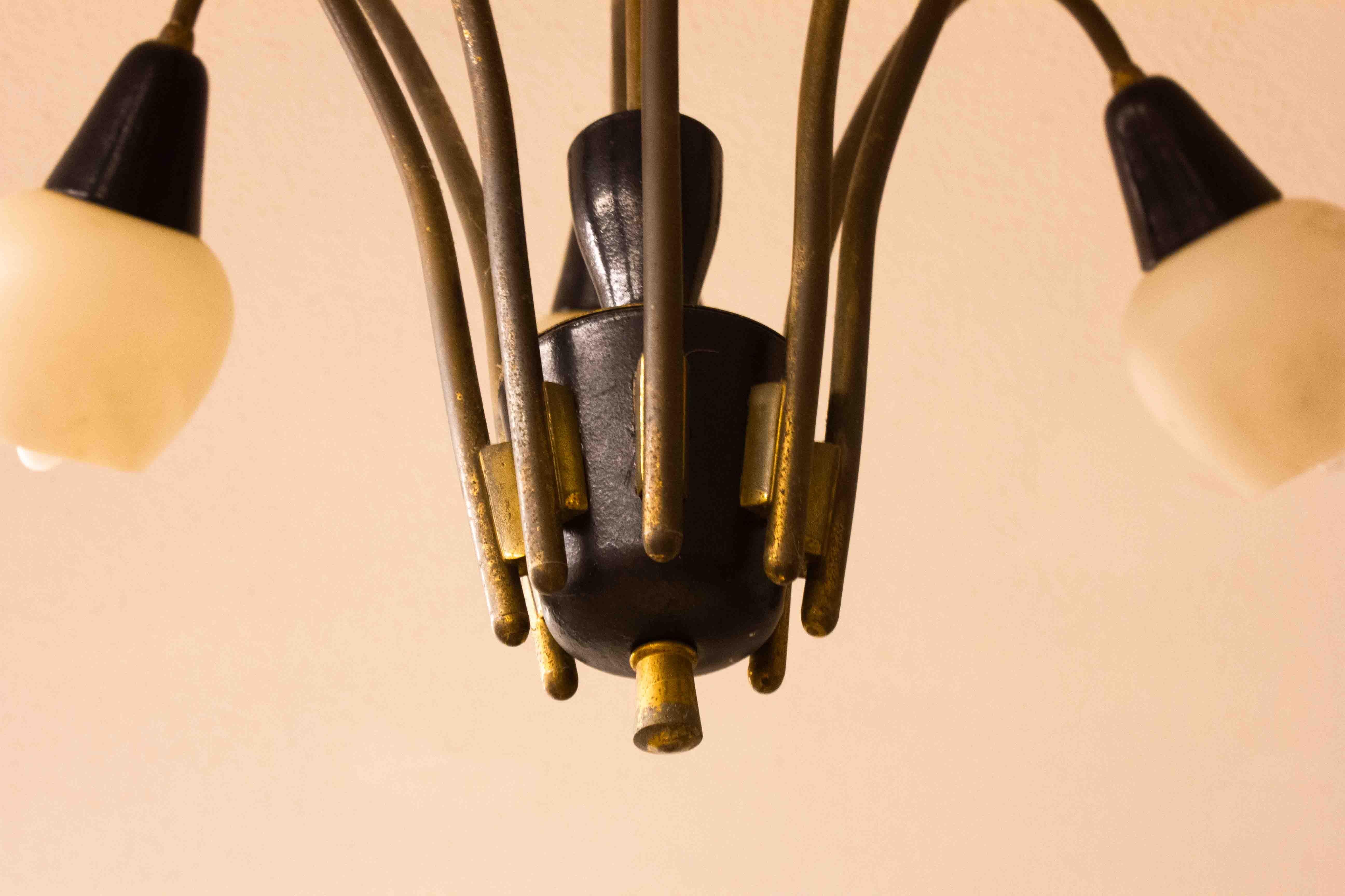 Italian brass spider chandelier, 1960s For Sale 4