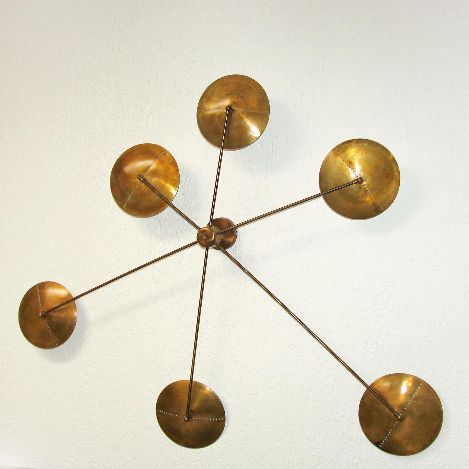 Lacquered Italian Brass Spider Wall Light or Flush Mount