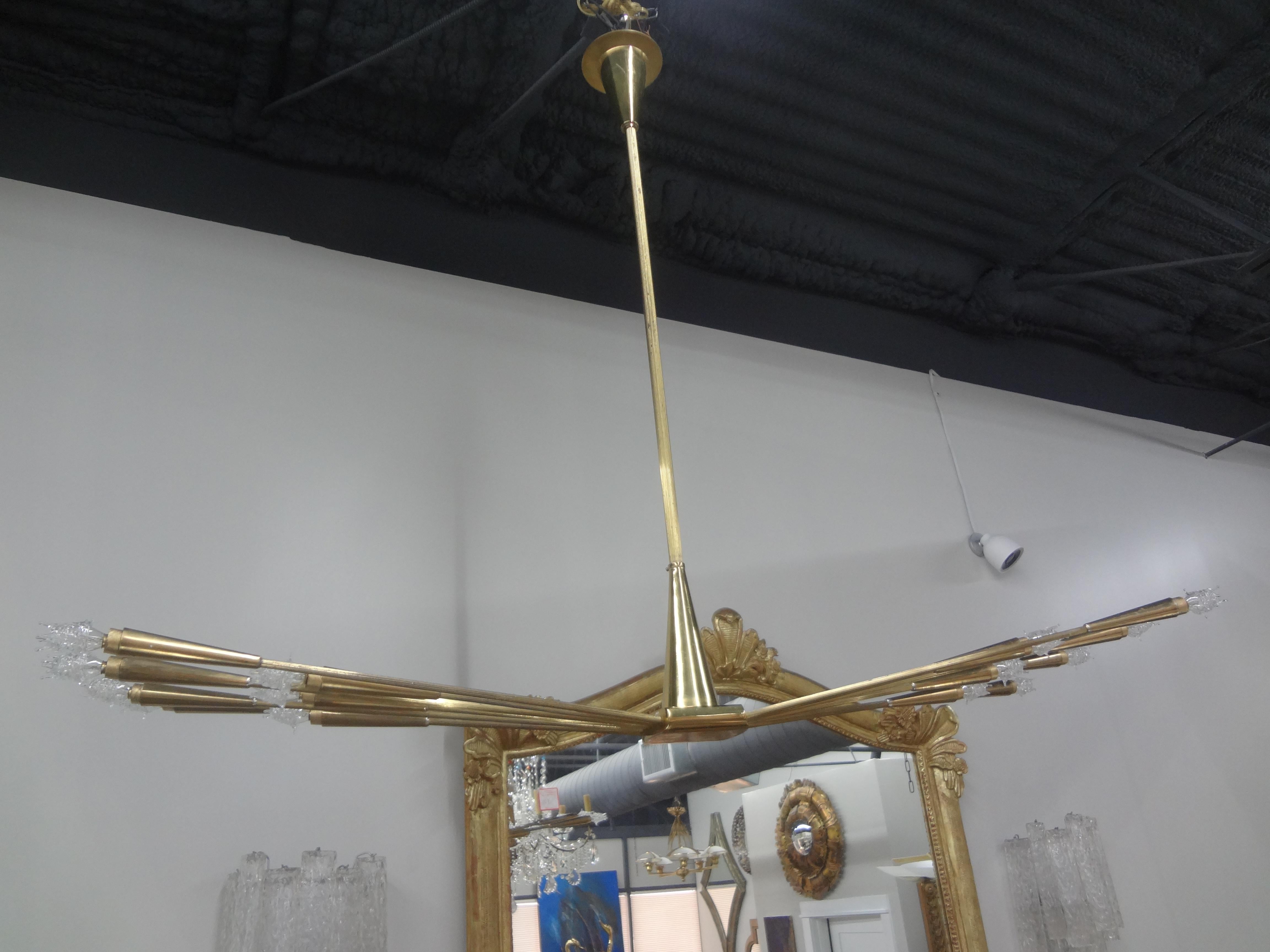 Italian Brass Sputnik Chandelier by Oscar Torlasco For Sale 5