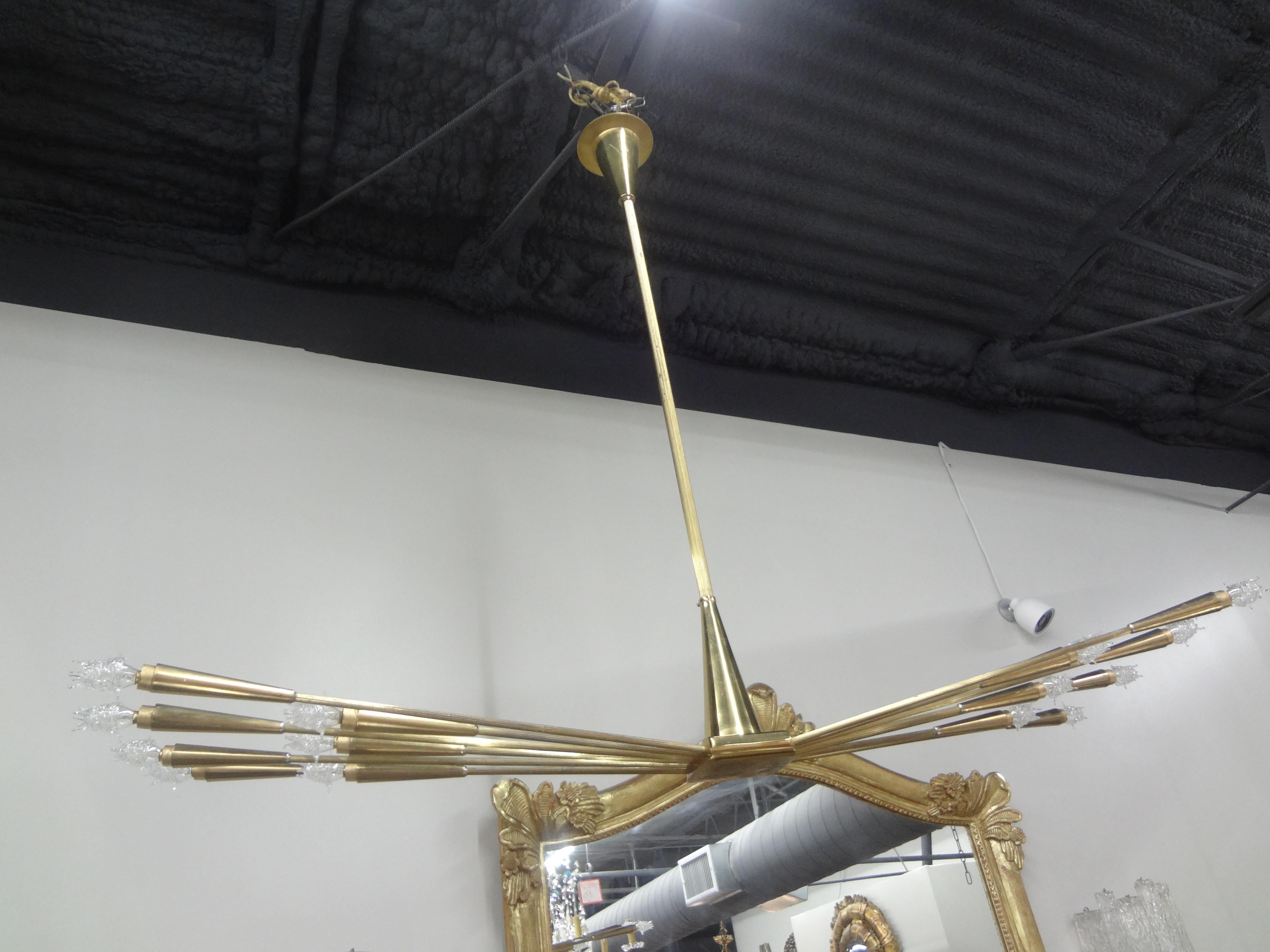 Italian Brass Sputnik Chandelier by Oscar Torlasco For Sale 6
