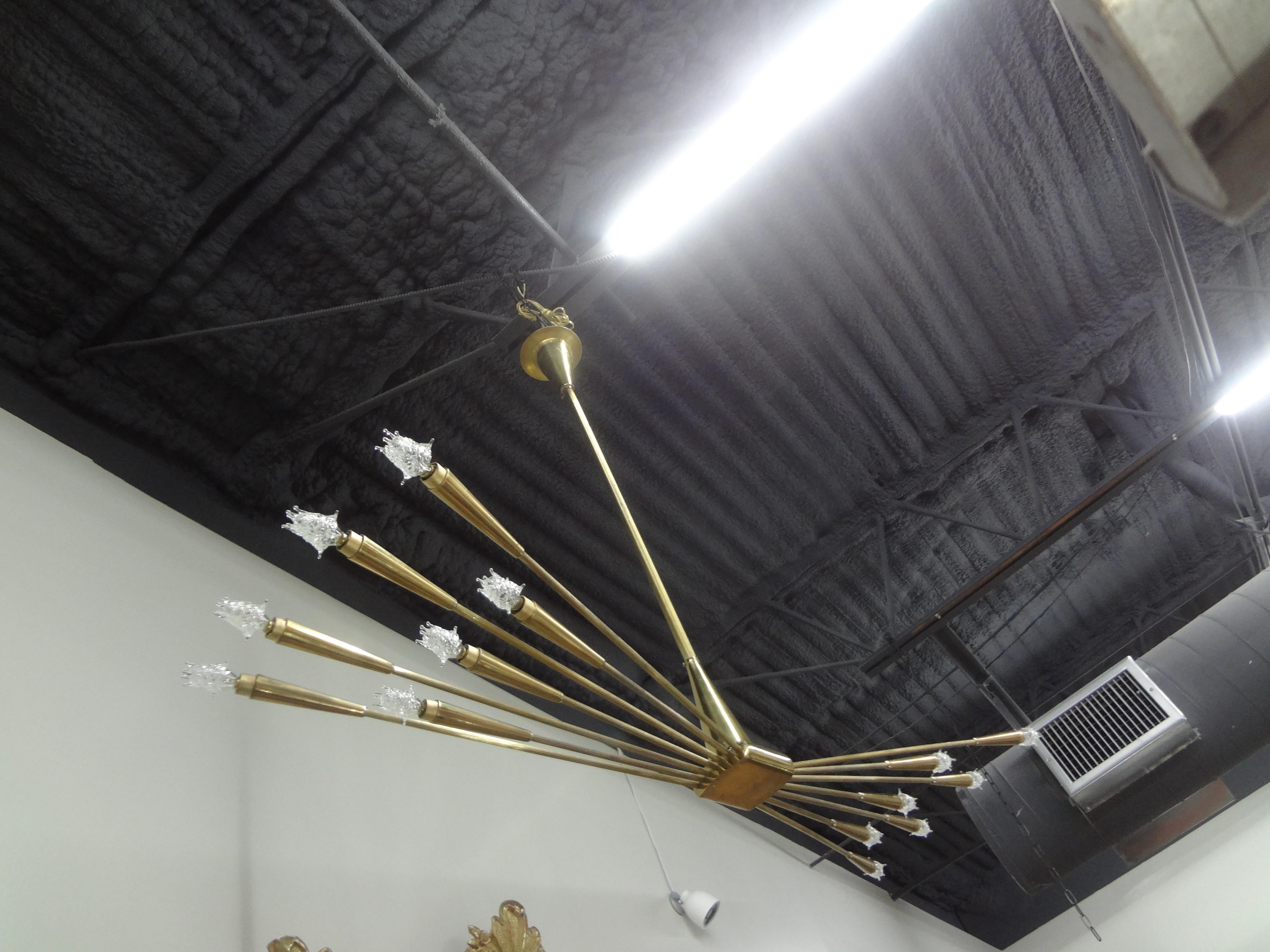 Mid-20th Century Italian Brass Sputnik Chandelier by Oscar Torlasco For Sale