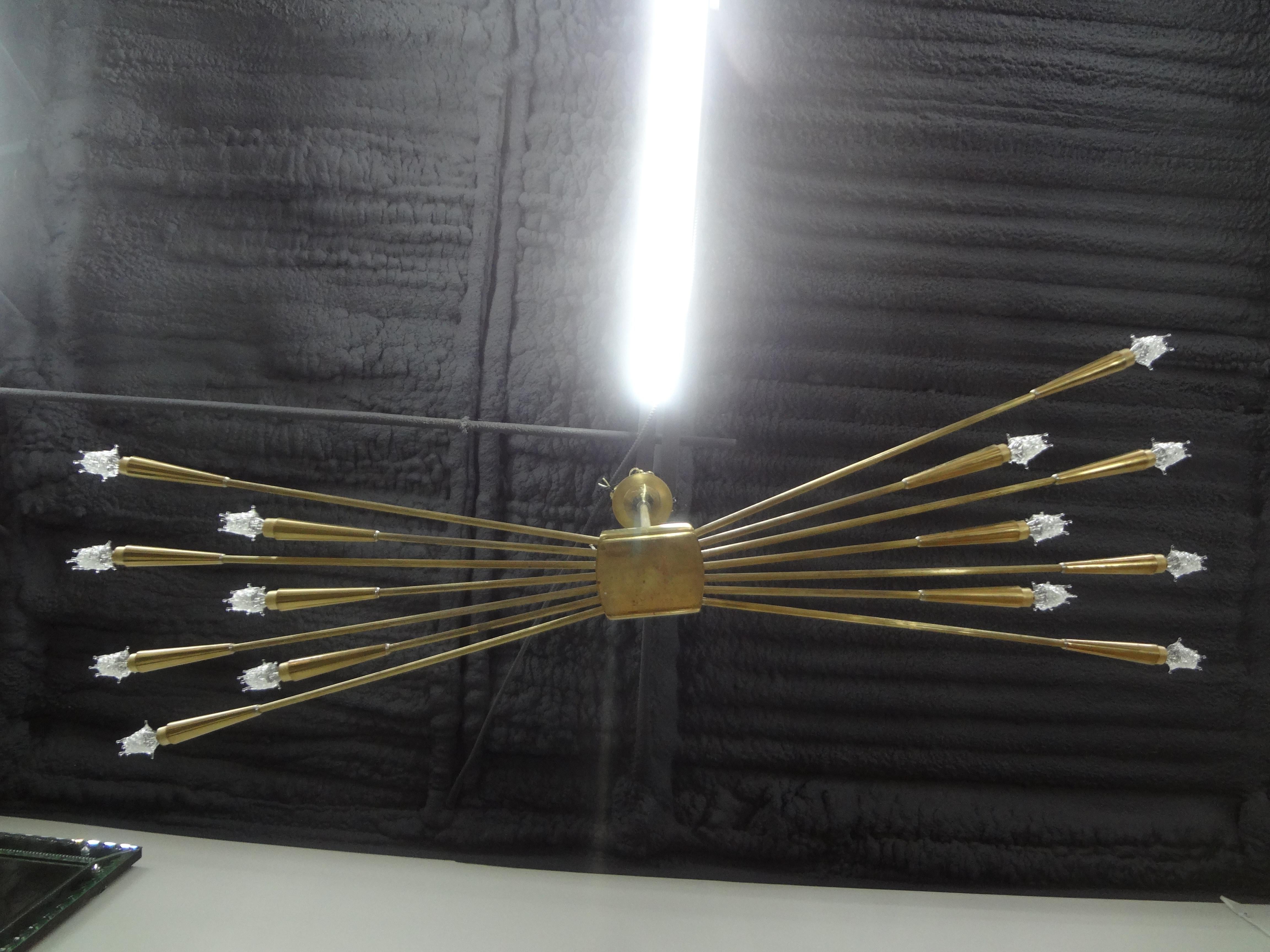 Italian Brass Sputnik Chandelier by Oscar Torlasco For Sale 2