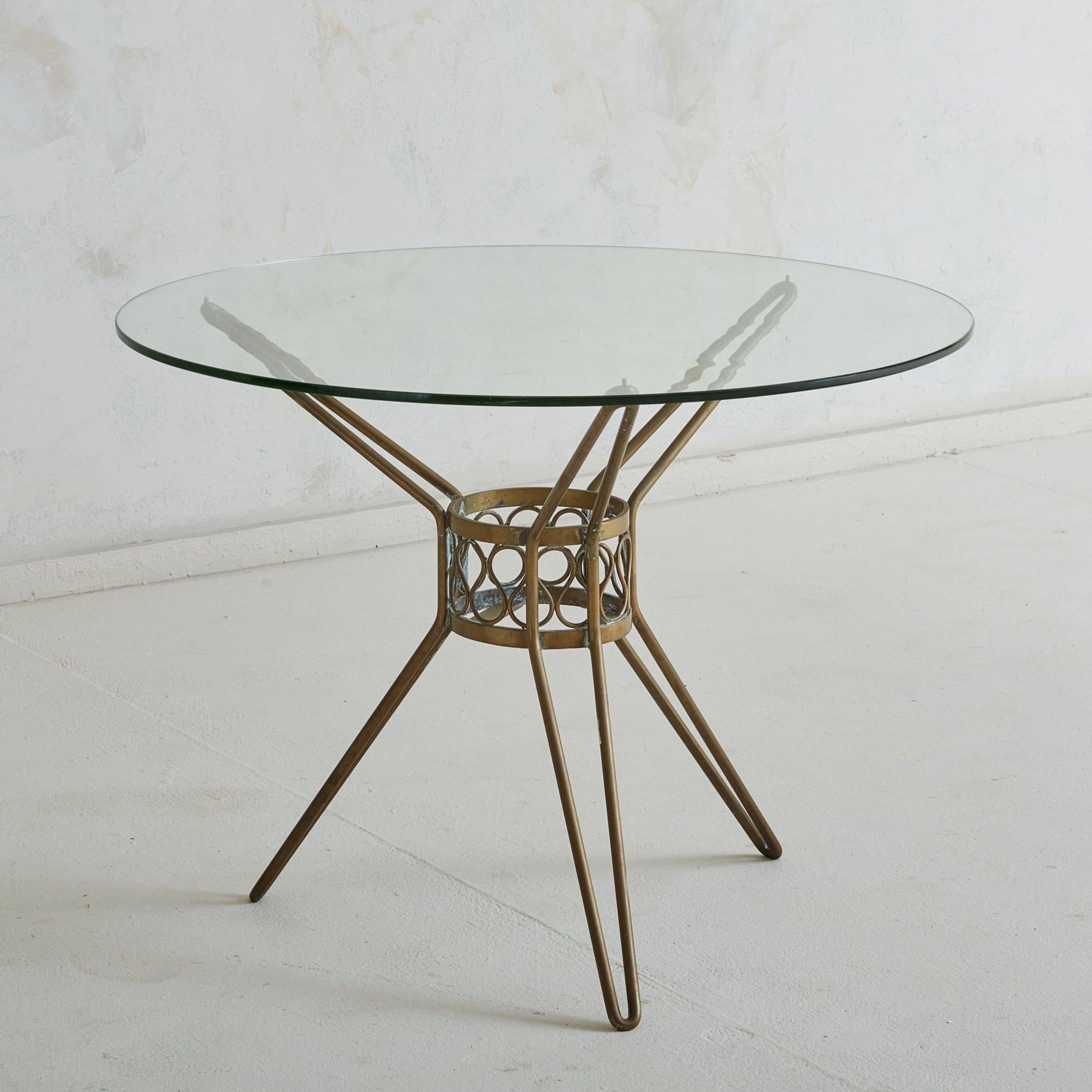 Modern Italian Brass Squiggle Occasional Table, 1960s For Sale