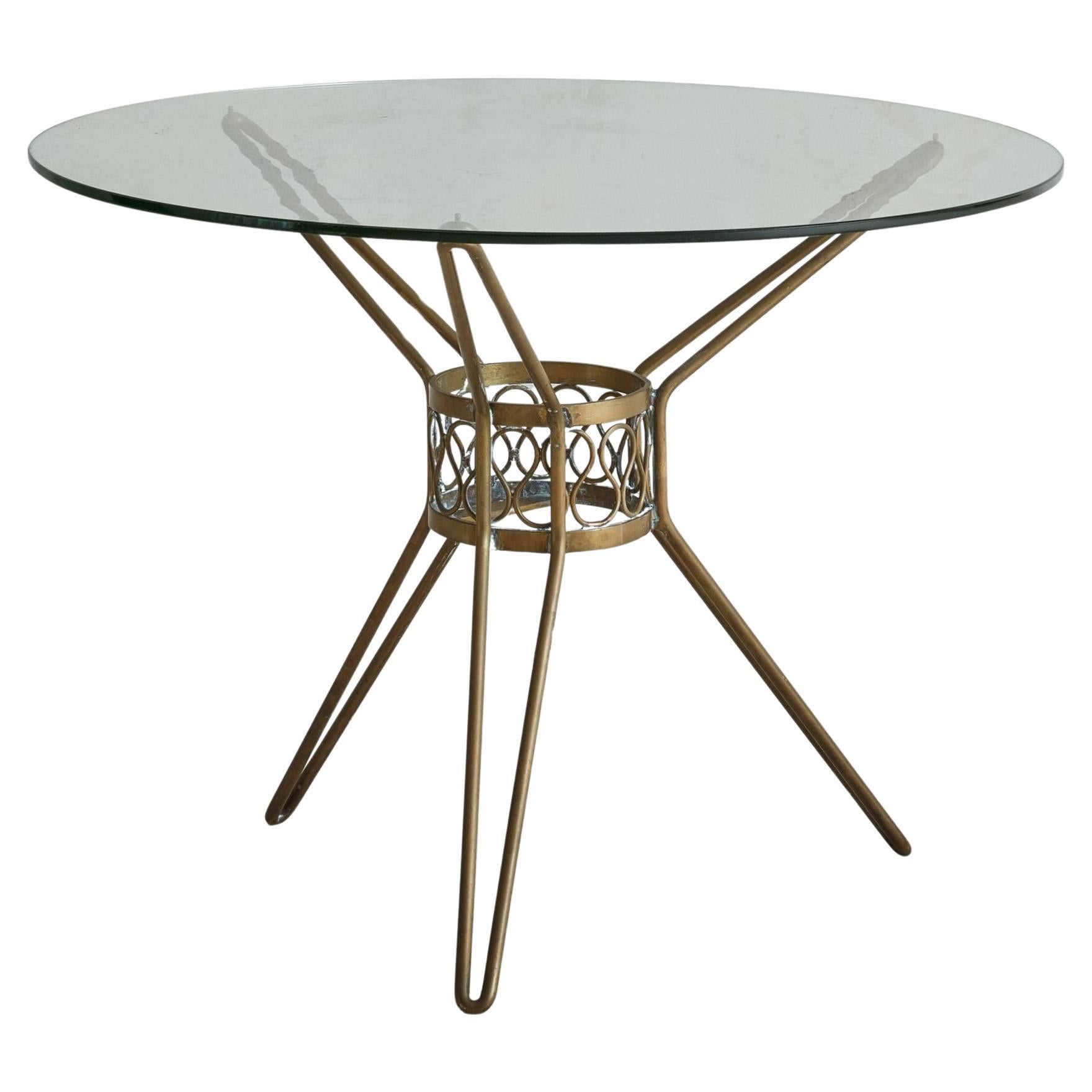Italian Brass Squiggle Occasional Table, 1960s For Sale