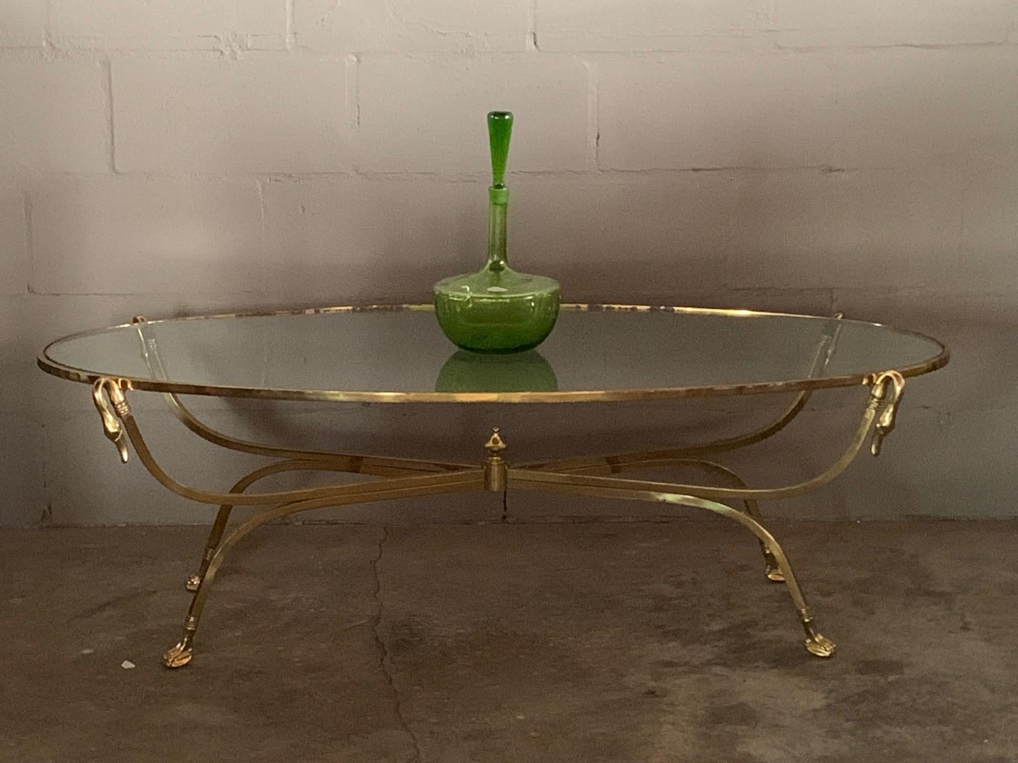Italian Brass Swan Coffee Table, 1970s 2