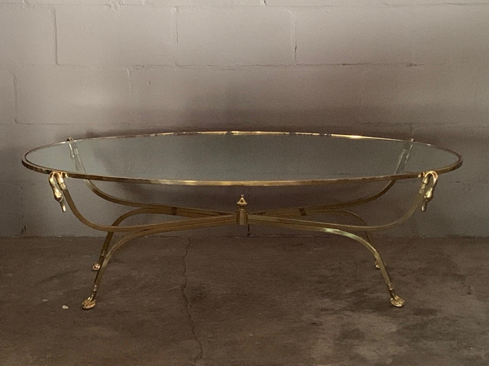 Italian Brass Swan Coffee Table, 1970s 3