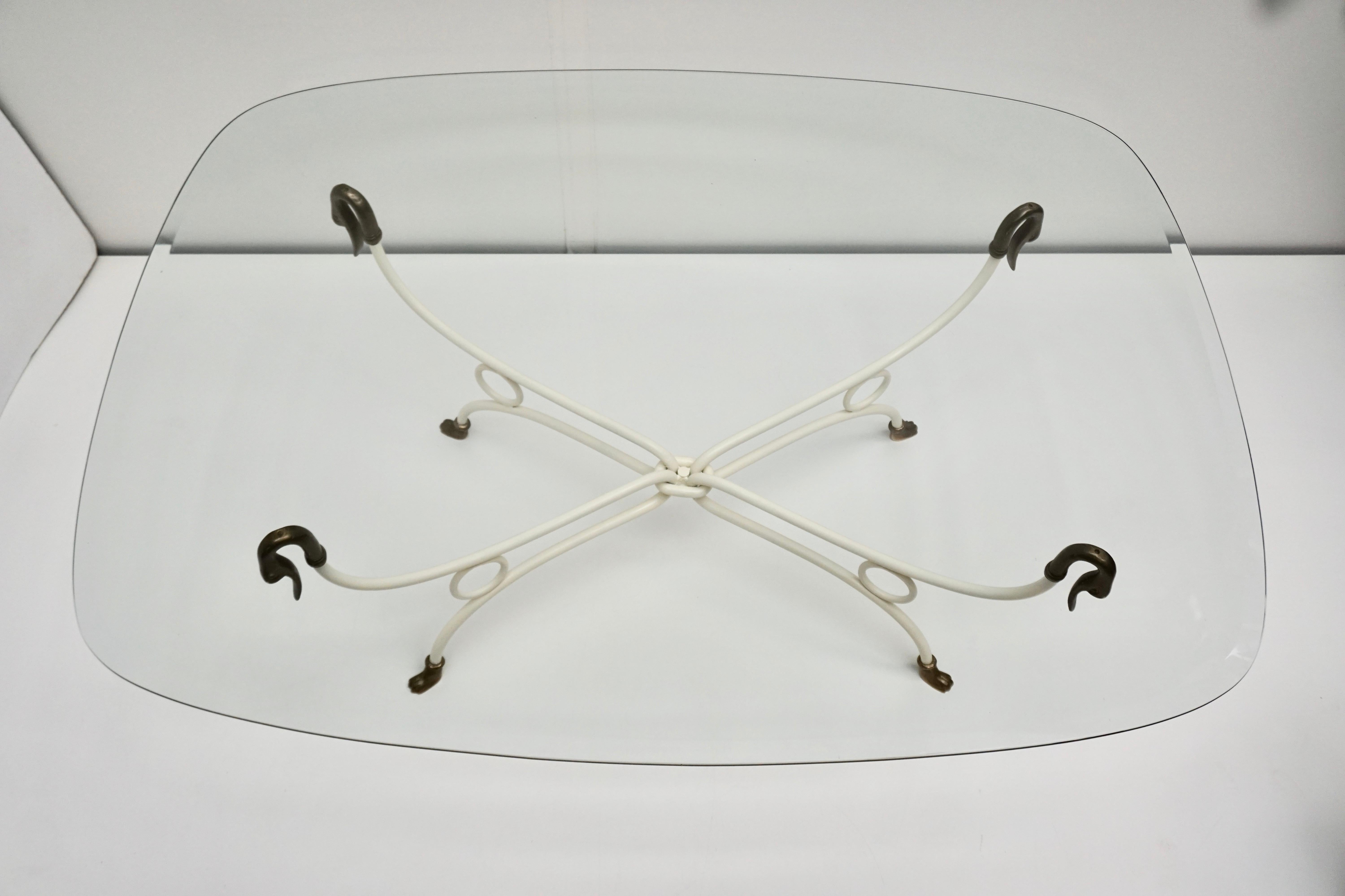 Hollywood Regency Italian Brass Swan Coffee Table, 1950s For Sale