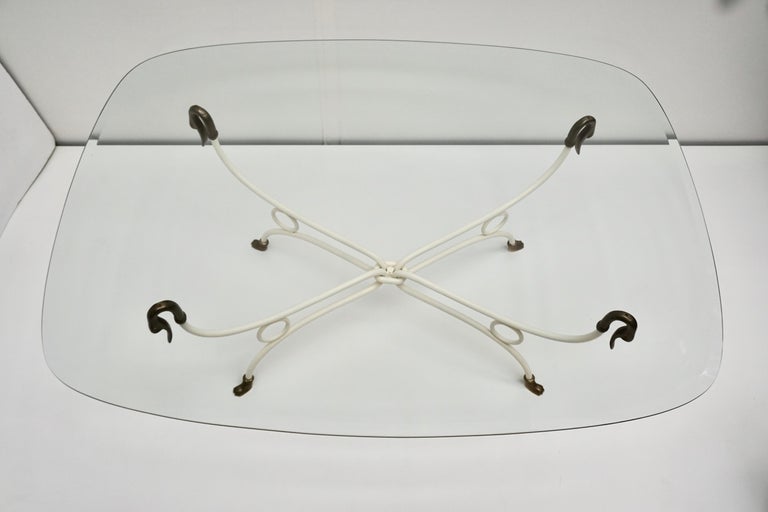 Italian Brass Swan Coffee Table,1950s In Good Condition For Sale In Antwerp, BE