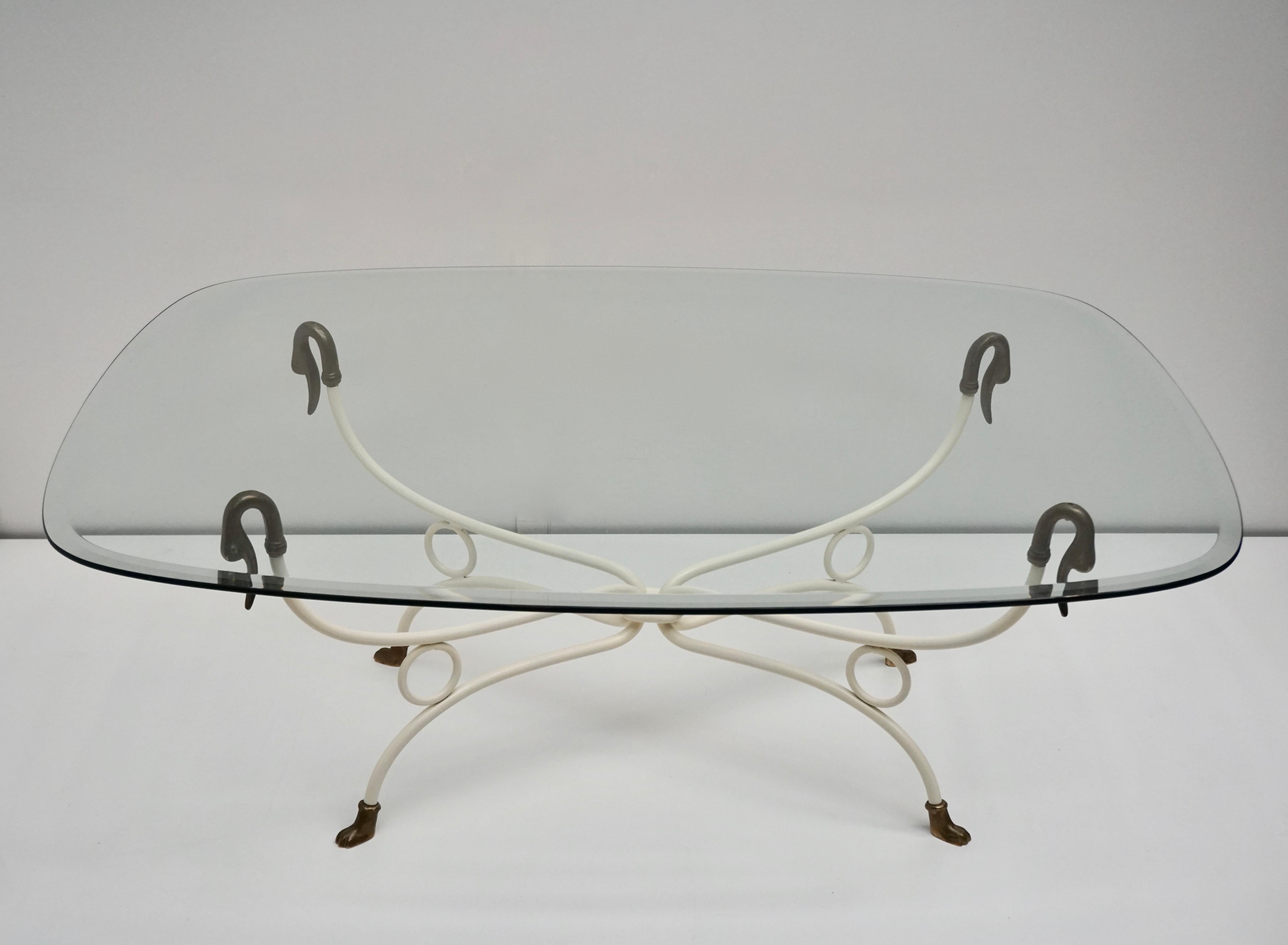 Metal Italian Brass Swan Coffee Table, 1950s For Sale
