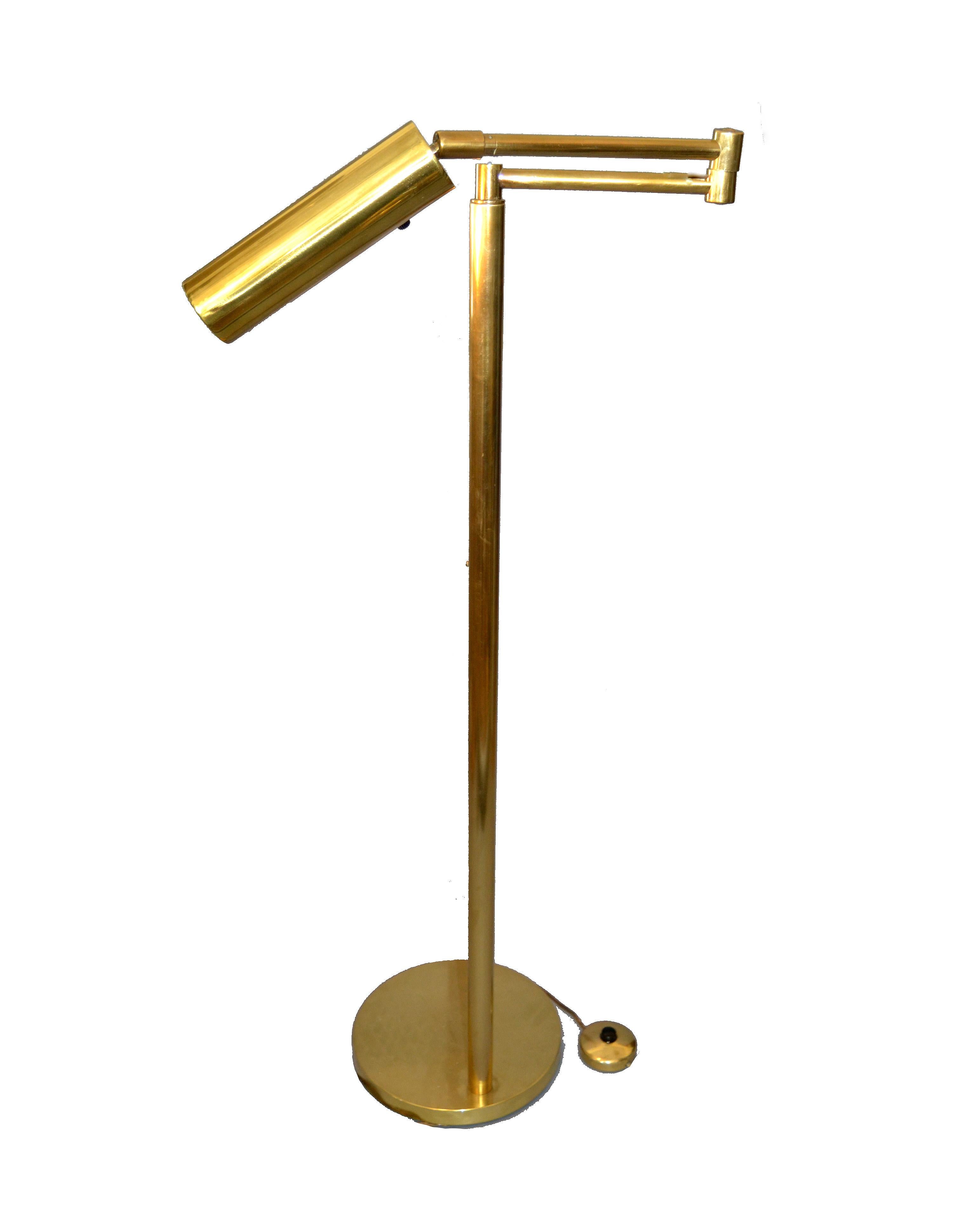 Italian Brass Swing Arm Floor or Reading Lamp 4