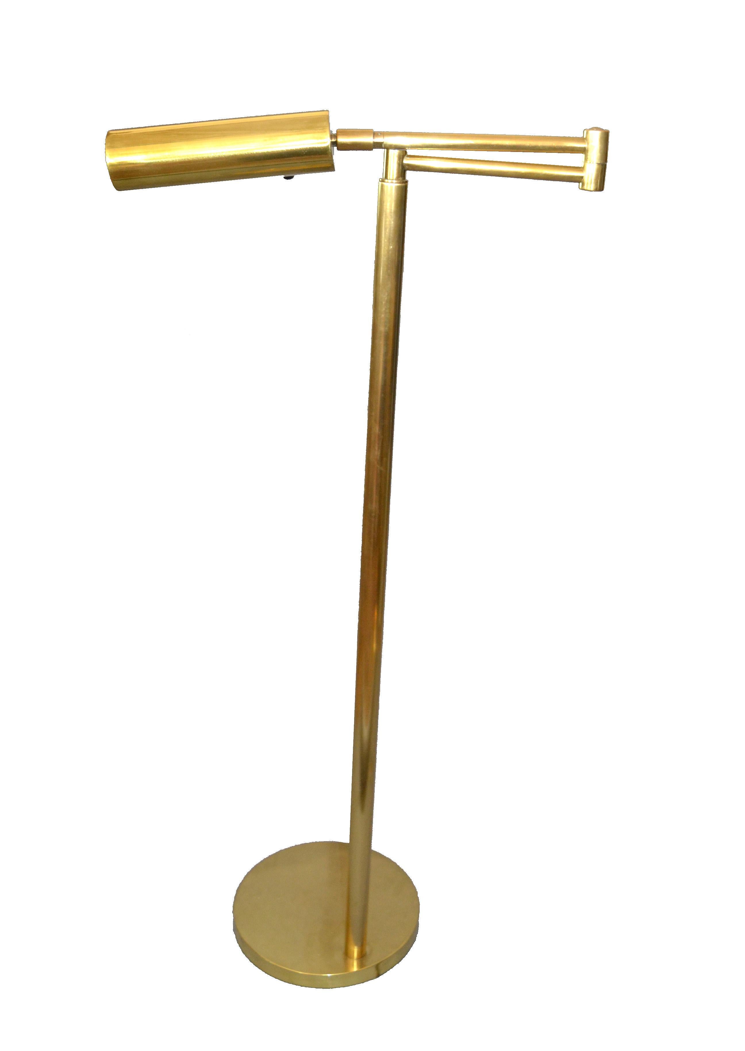 Mid-Century Modern Italian Brass Swing Arm Floor or Reading Lamp
