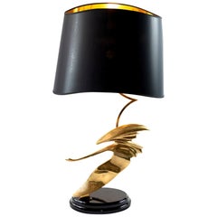 Italian Brass Table Lamp with Bird Figure