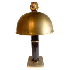 Vintage Italian Brass Table Lamp with Lion and Briar Base from the 1960s