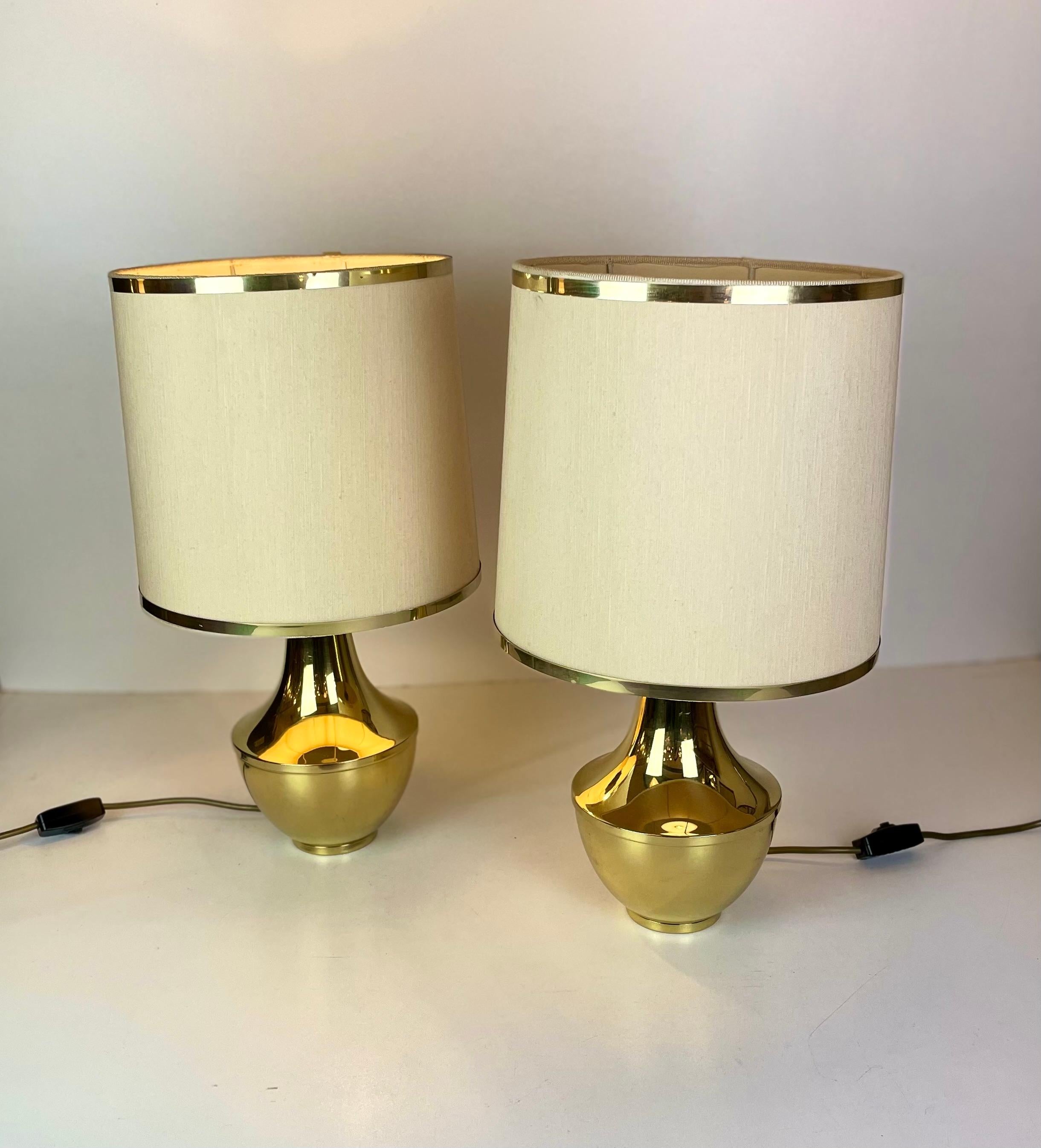 Hollywood Regency Lampes de table italiennes en laiton, 1970 en vente