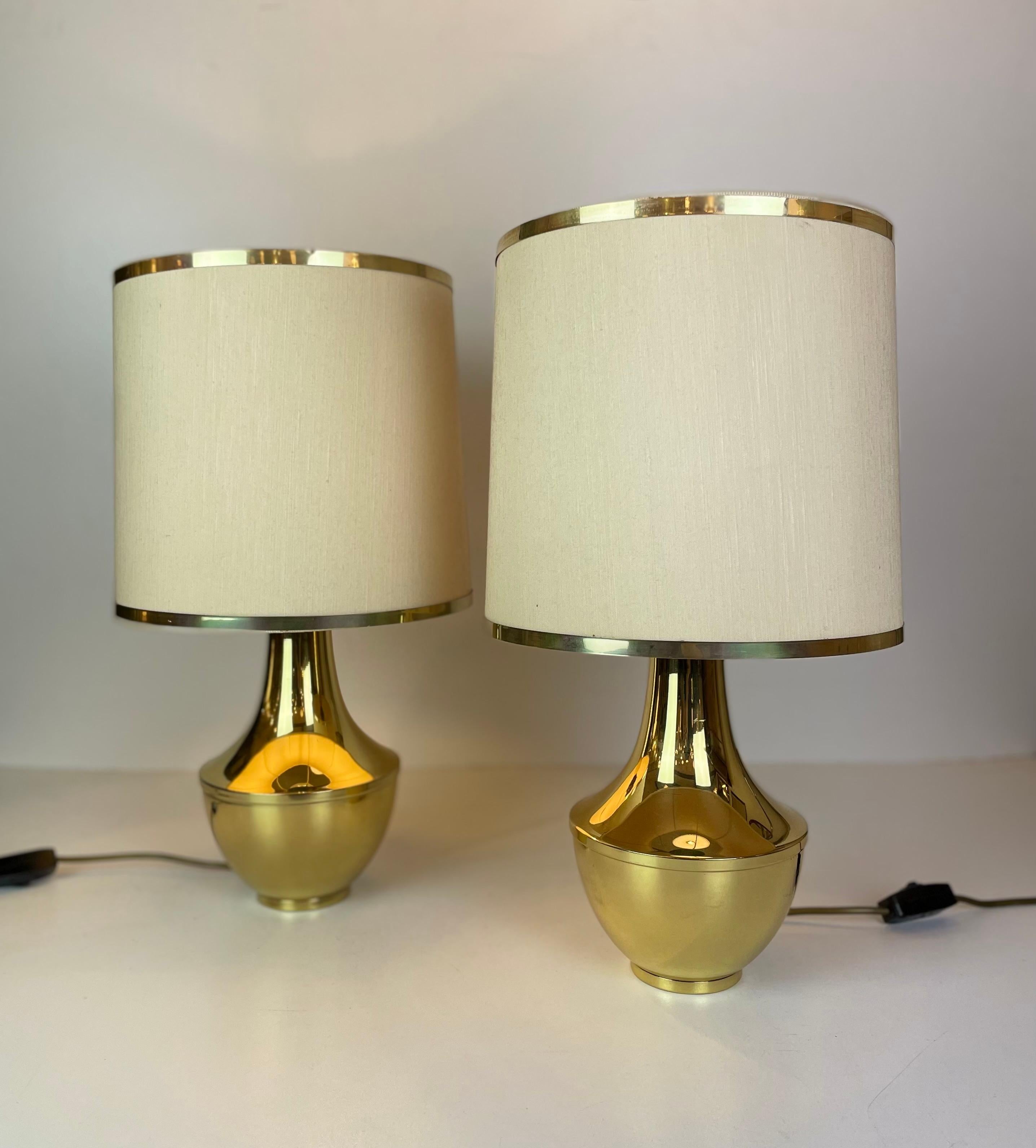 Fin du 20e siècle Lampes de table italiennes en laiton, 1970 en vente