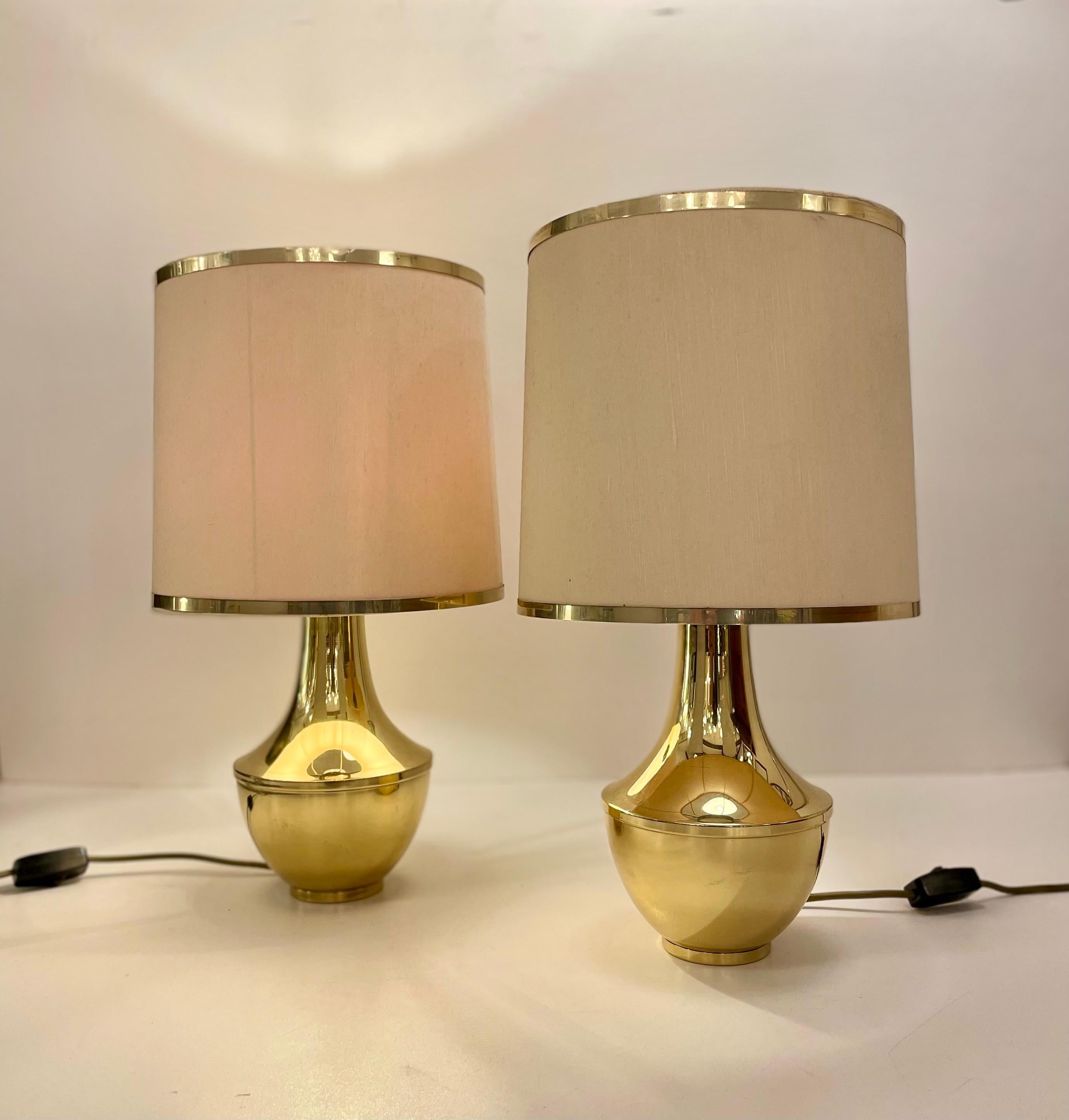 Laiton Lampes de table italiennes en laiton, 1970 en vente