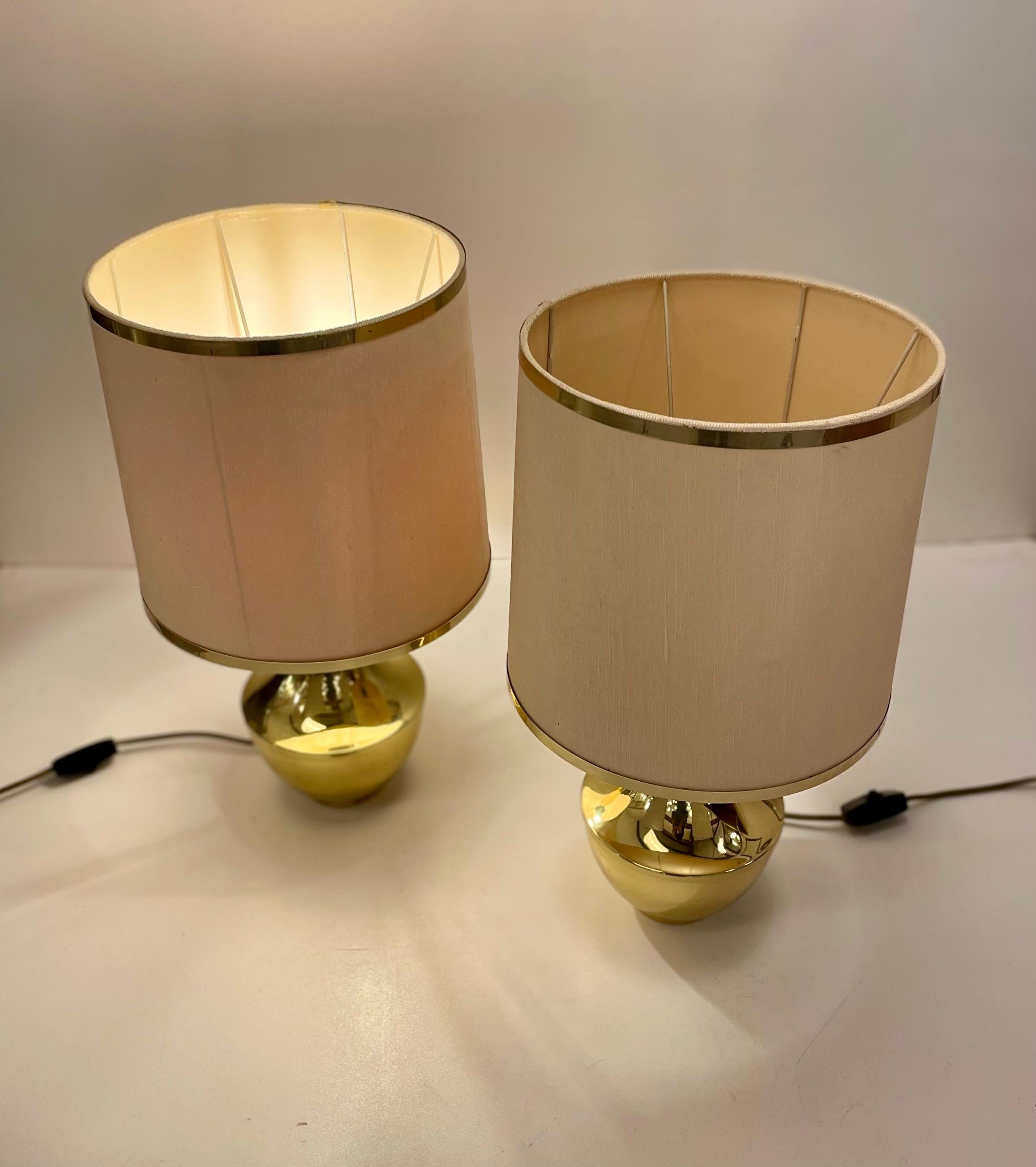 Lampes de table italiennes en laiton, 1970 en vente 1