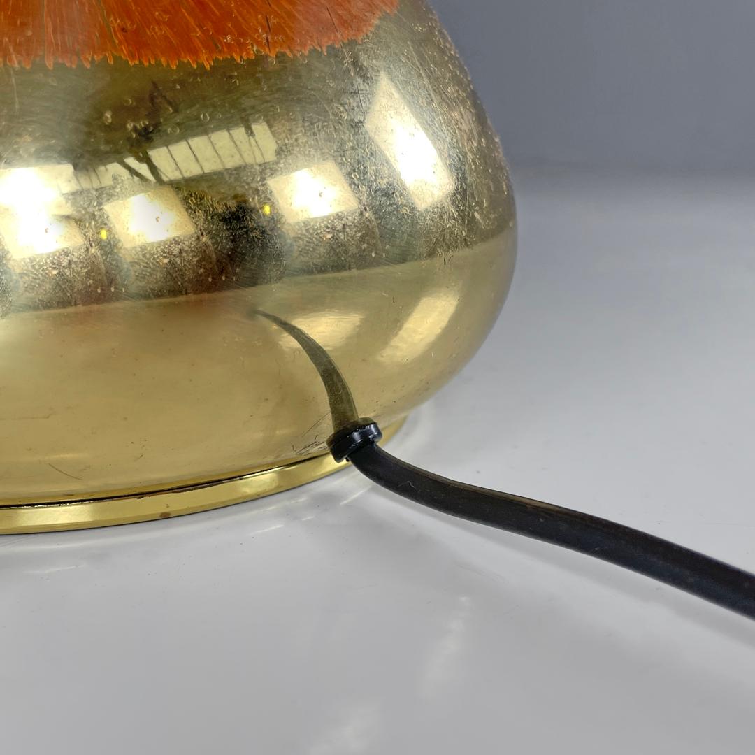 Italienische Messing-Tischlampen mit beigem Lampenschirm und orangen Fransen, 1980er Jahre im Angebot 9