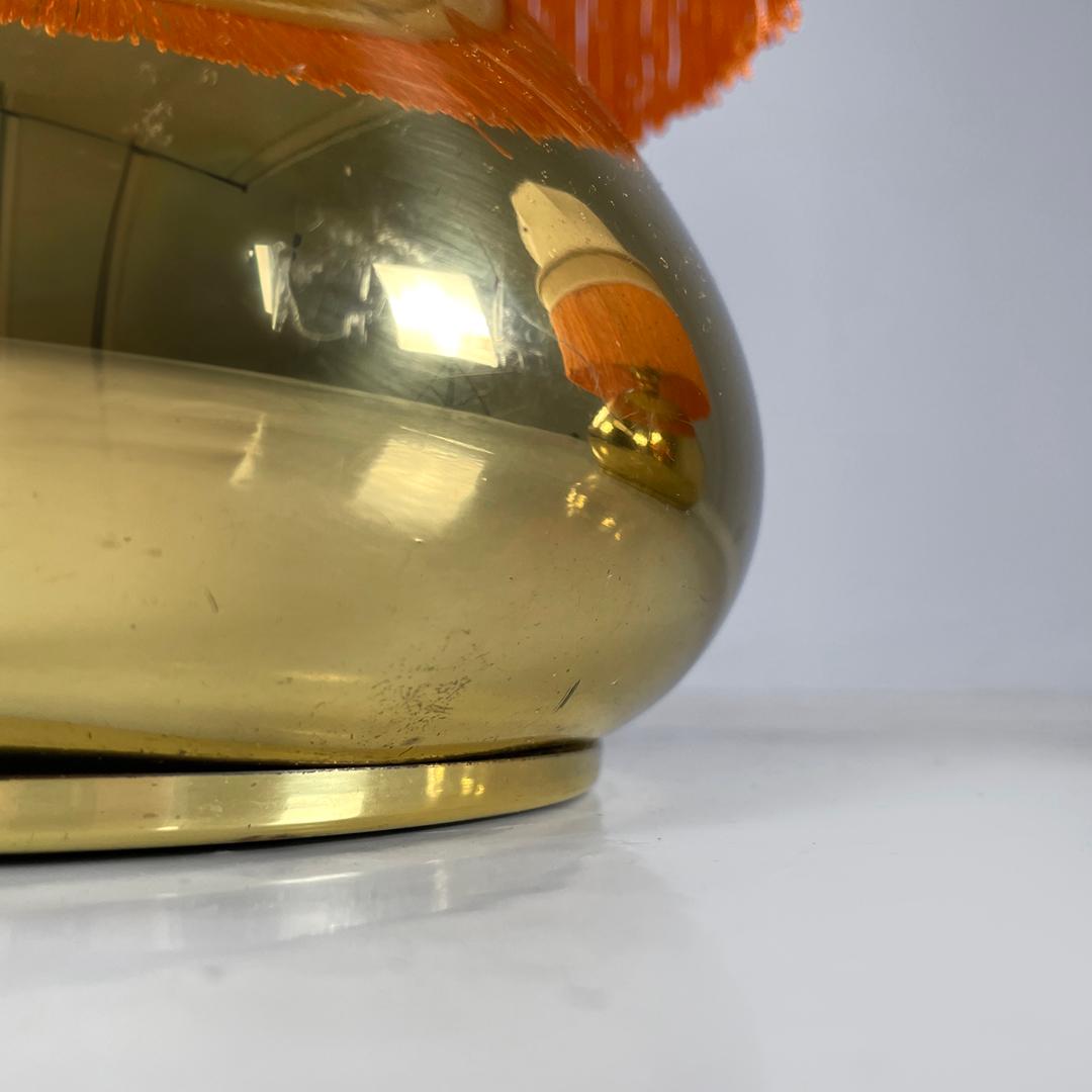 Italienische Messing-Tischlampen mit beigem Lampenschirm und orangen Fransen, 1980er Jahre im Angebot 10