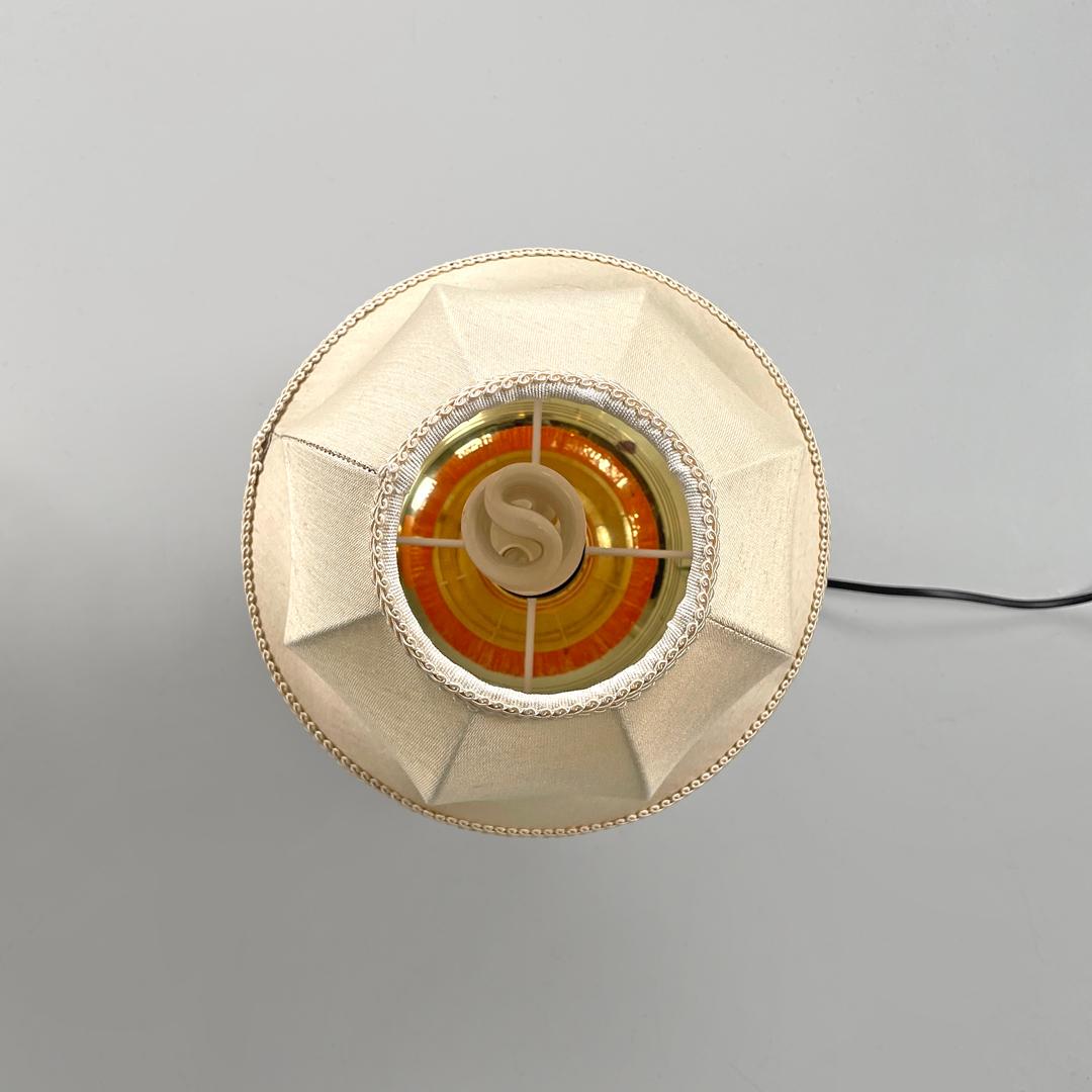 Italienische Messing-Tischlampen mit beigem Lampenschirm und orangen Fransen, 1980er Jahre im Angebot 2