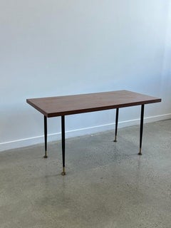 Italian Brass & Teak Wood Coffee or Side Table