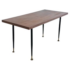 Italian Brass & Teak Wood Coffee or Side Table