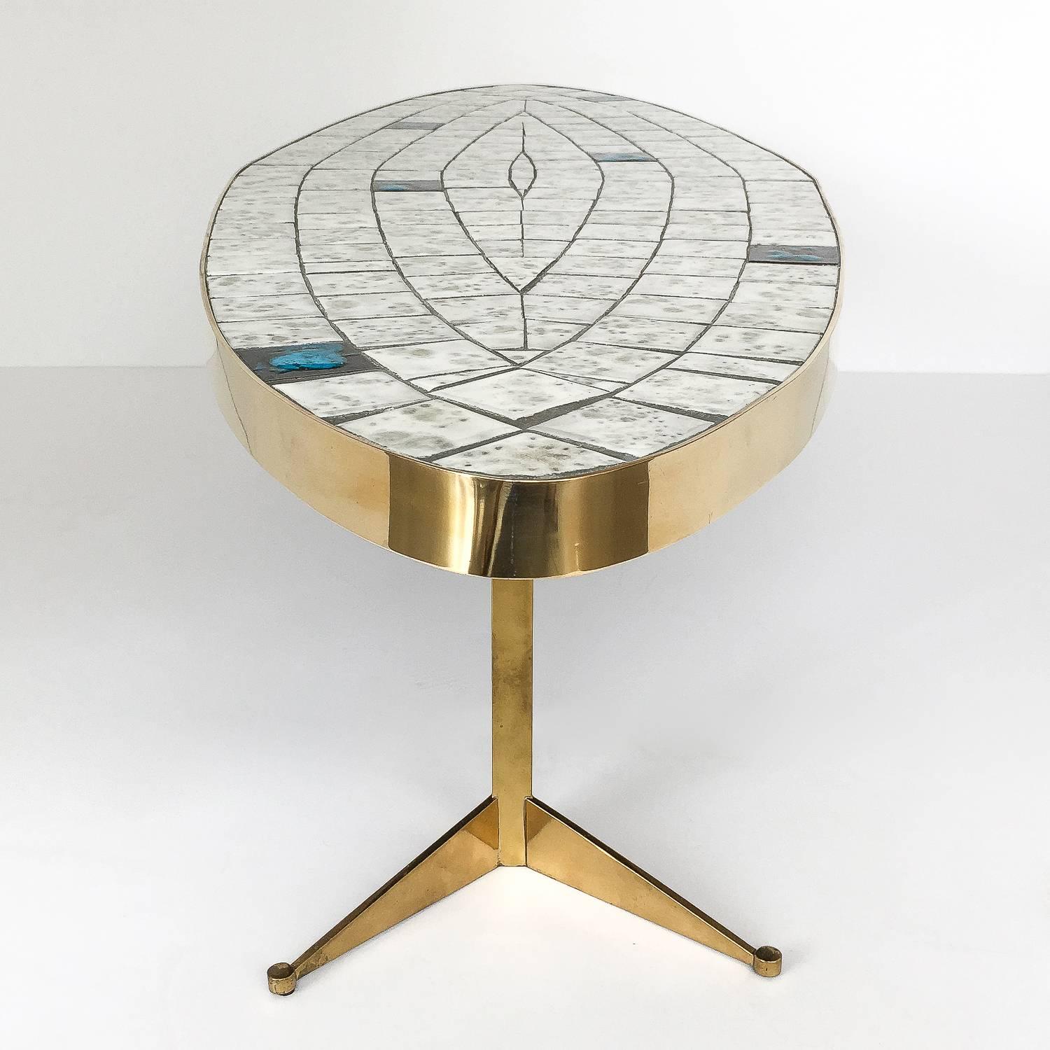 Italian Brass Tiled Top Surfboard Coffee Table 4