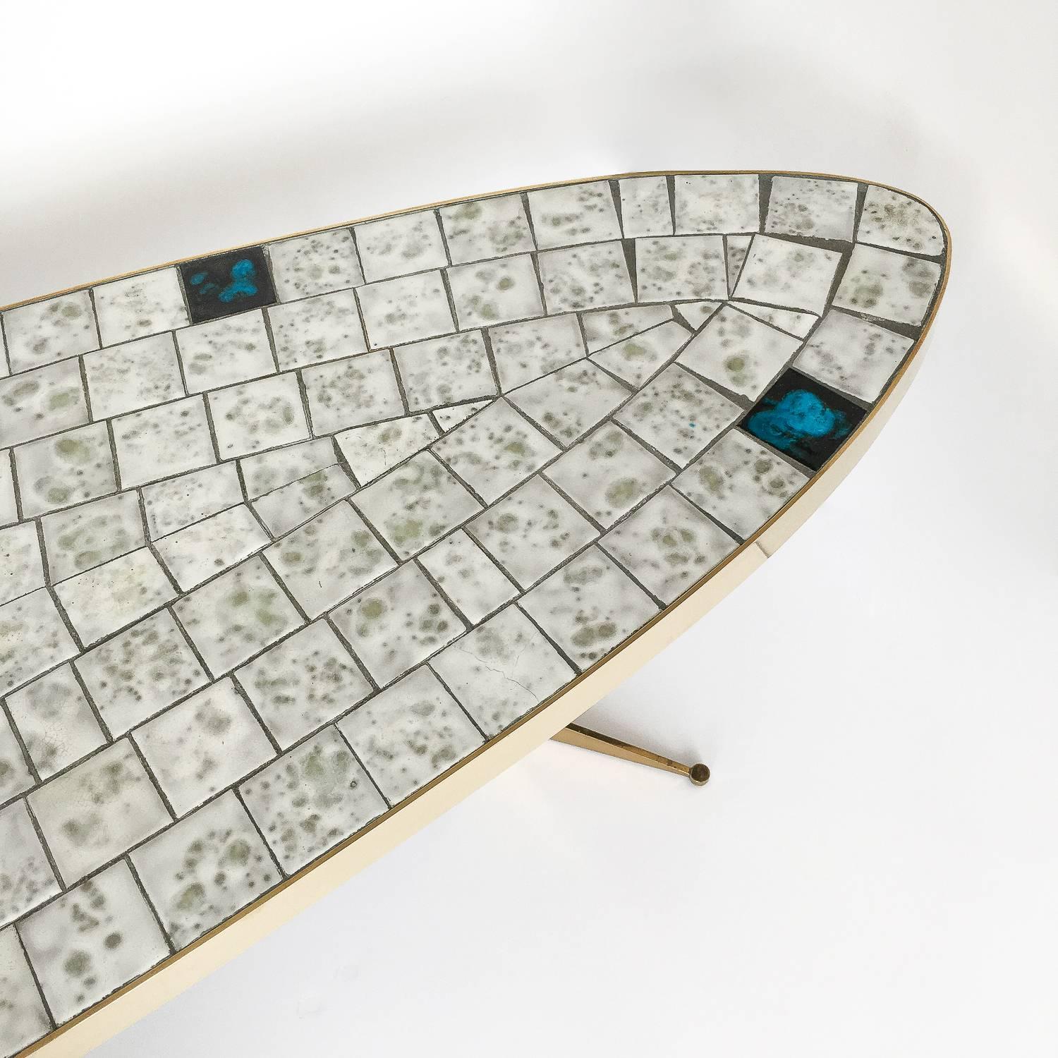 Italian Brass Tiled Top Surfboard Coffee Table 6