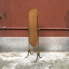 Italian Brass Tilting Floor Mirror, 1970s