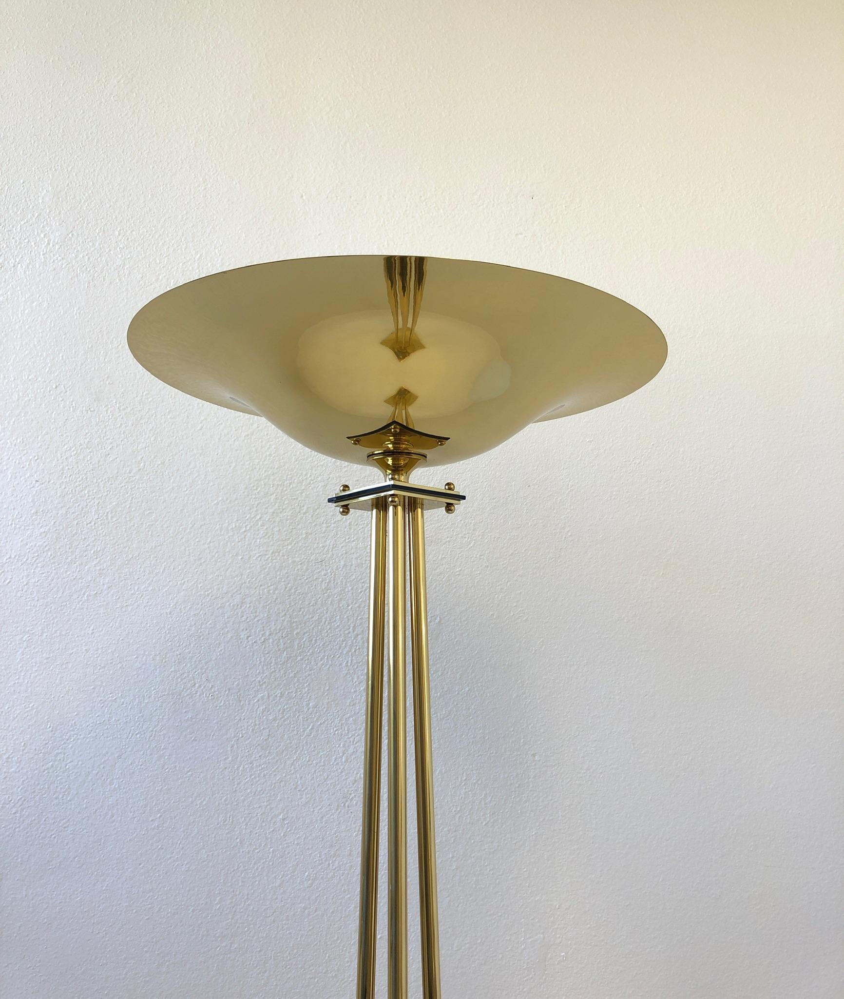 Modern Italian Brass Torchier Floor Lamp by Prearo For Sale