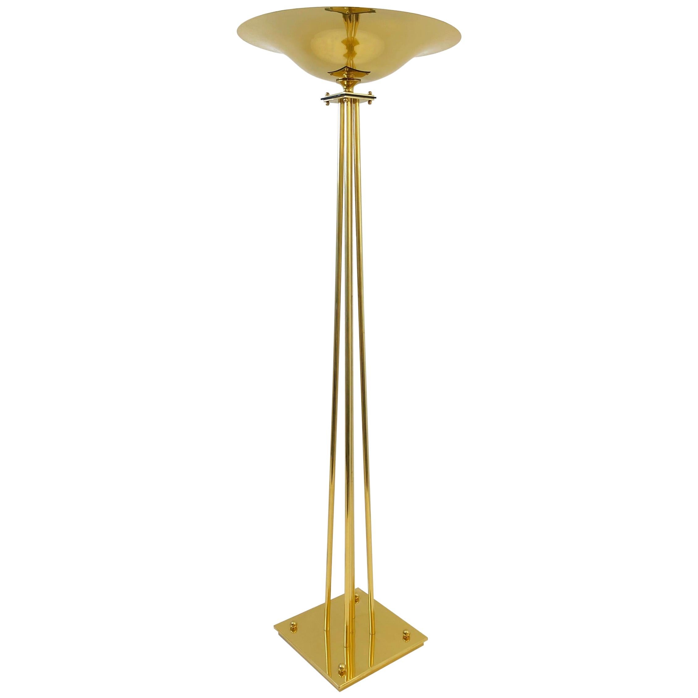 Italian Brass Torchier Floor Lamp by Prearo