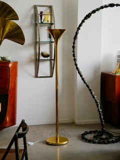 Italian Brass Torchiere Floor Lamp, 1970s