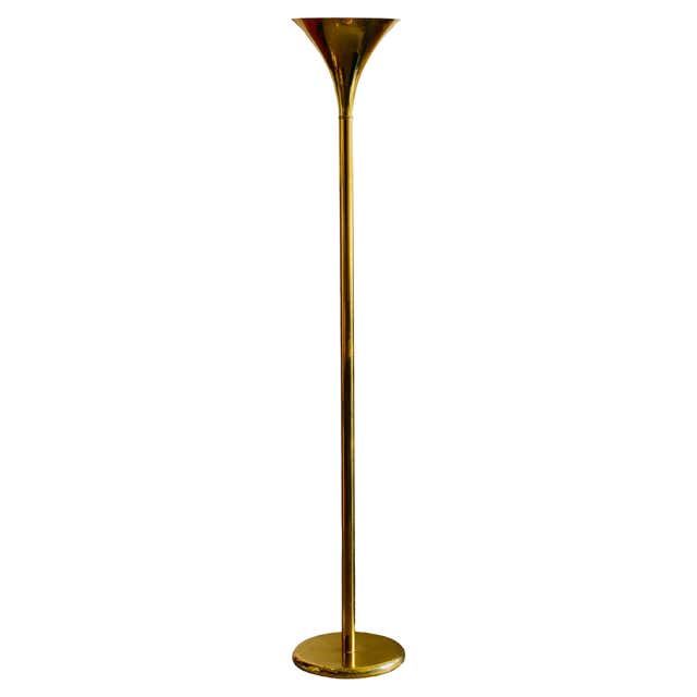 Vintage 1980s floor lamp gilded brass and glass design Relux Milano For ...
